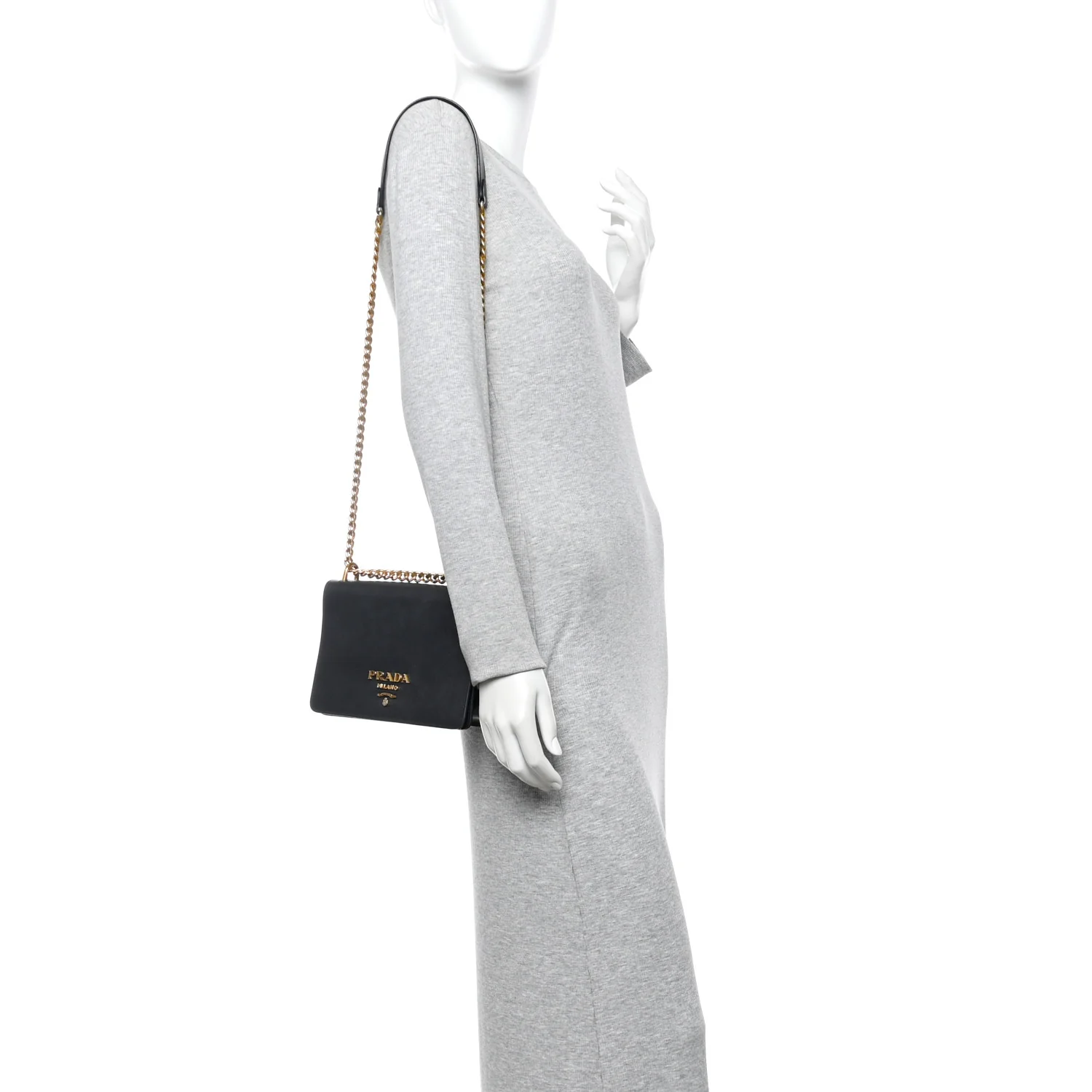 Saffiano Chain Shoulder Bag Black - Image 2