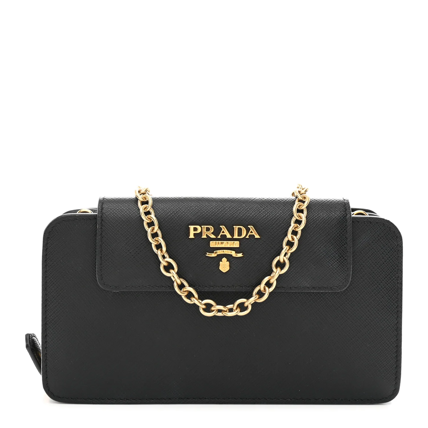 Saffiano Chain Wallet Black