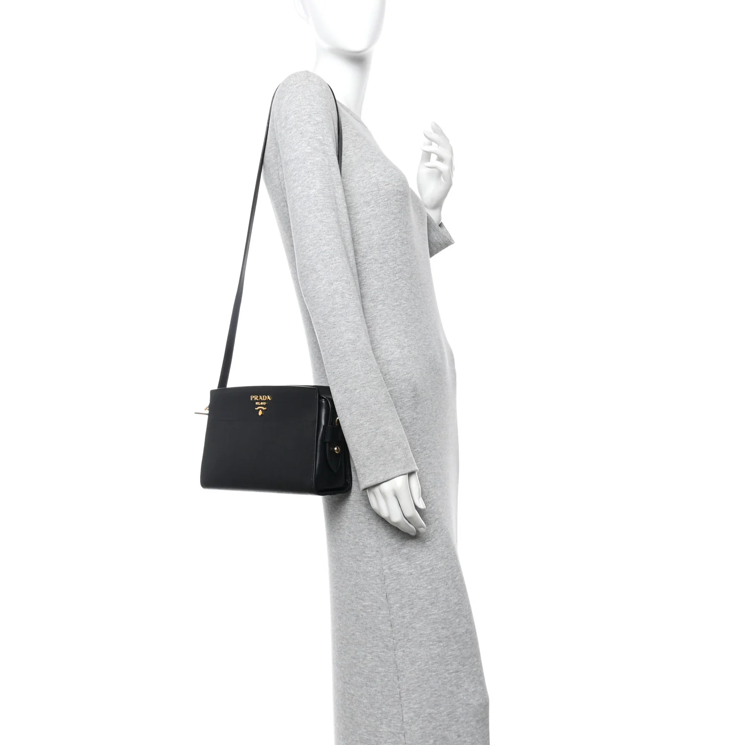 Saffiano City Calfskin Esplanade Crossbody Bag Black - Image 2