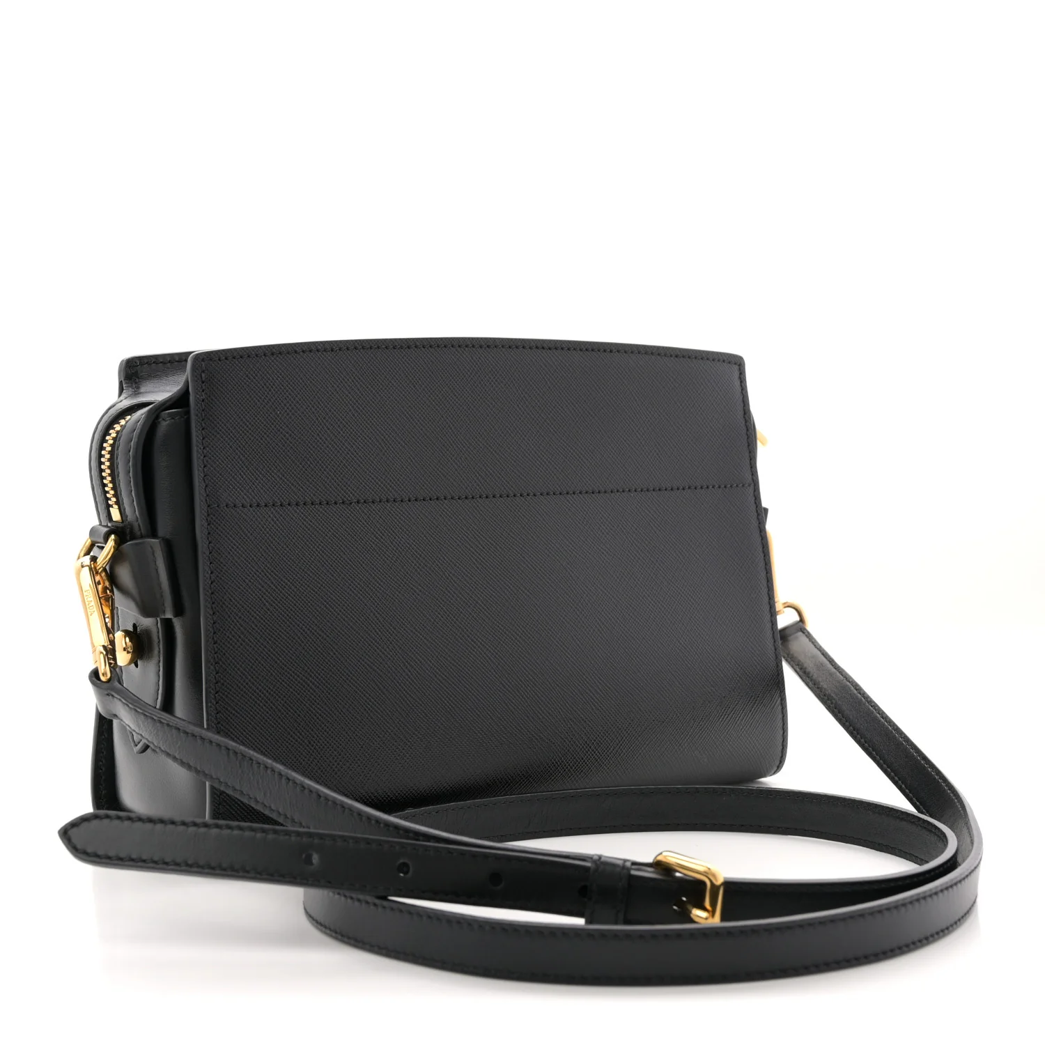 Saffiano City Calfskin Esplanade Crossbody Bag Black - Image 3