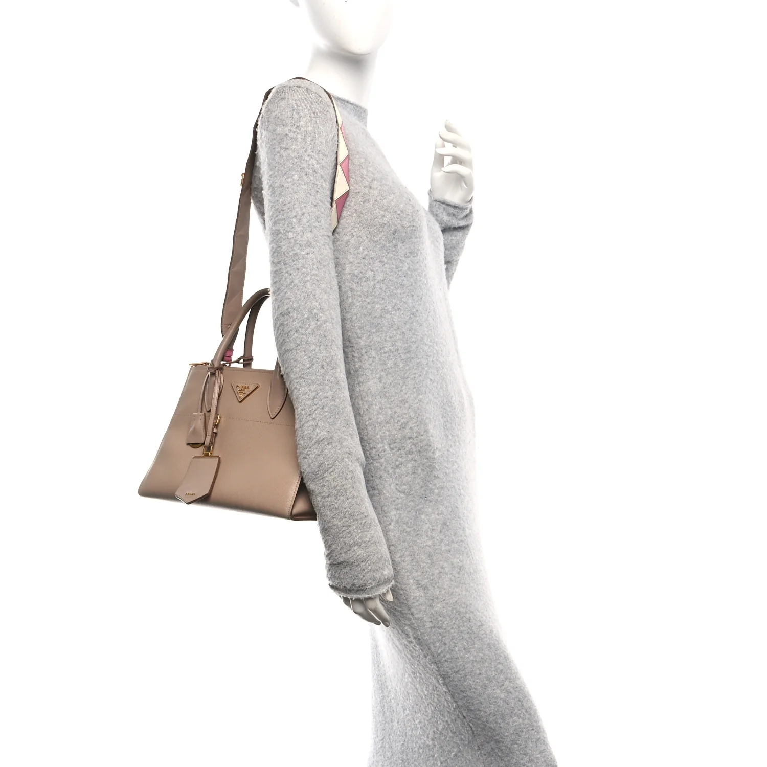 Saffiano City Calfskin Greche Medium Paradigme Bag Cammeo Begonia - Image 2