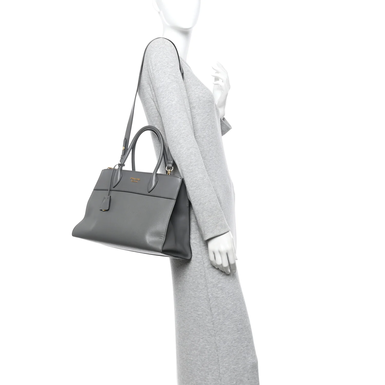 Saffiano City Calfskin Medium Esplanade Tote Mercurio - Image 2