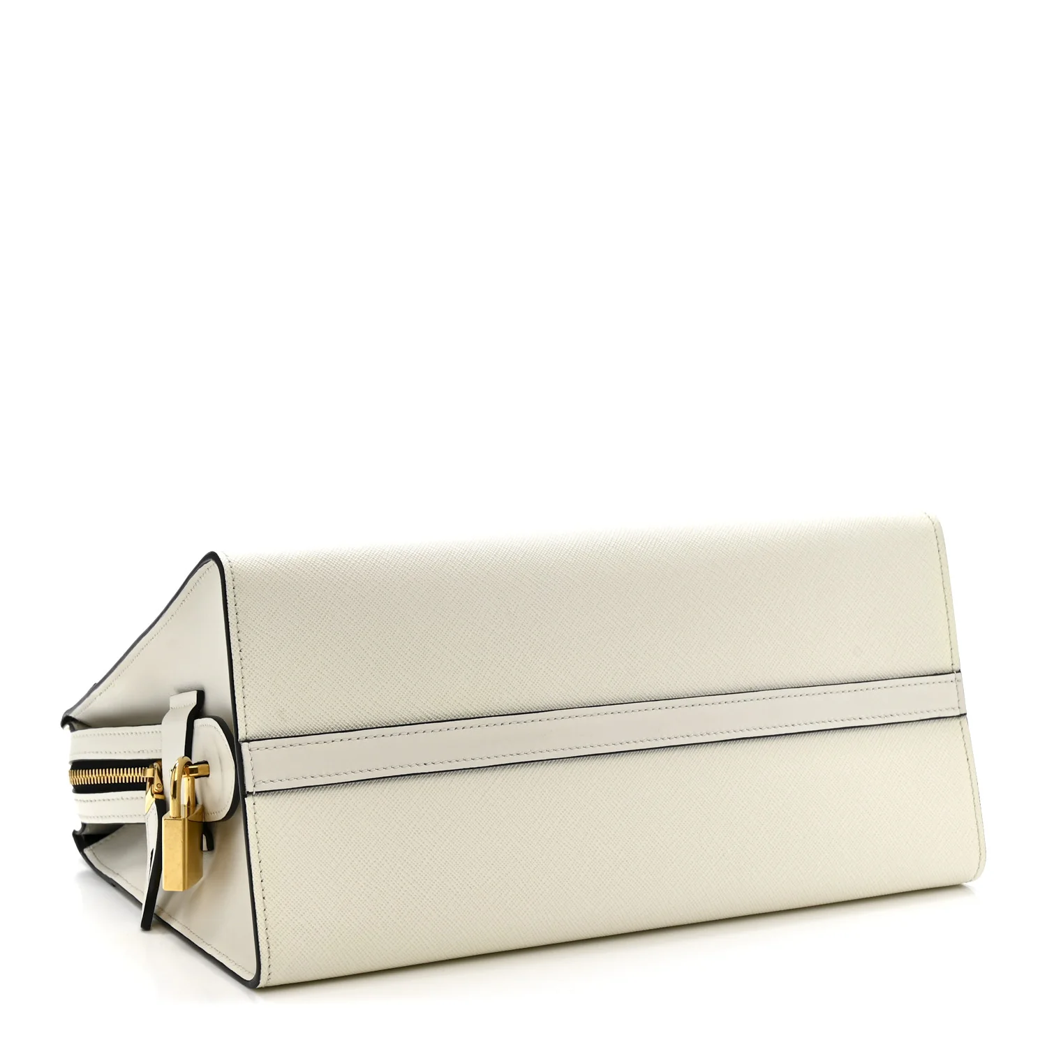 Saffiano City Calfskin Medium Esplanade White Black - Image 4