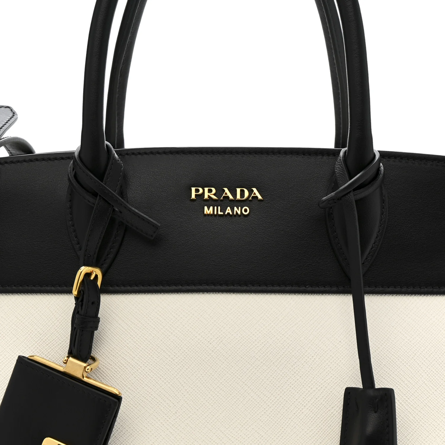 Saffiano City Calfskin Medium Esplanade White Black - Image 8