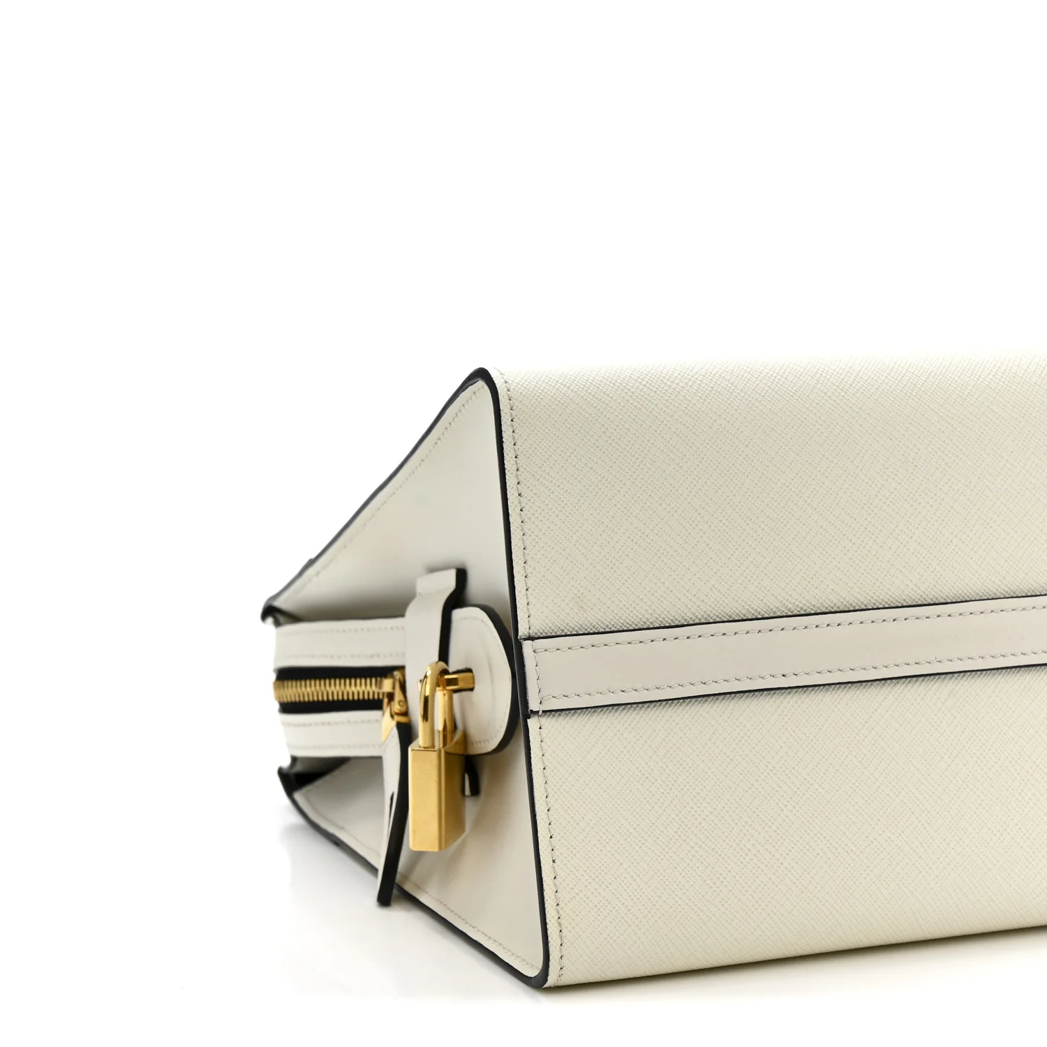 Saffiano City Calfskin Medium Esplanade White Black - Image 9