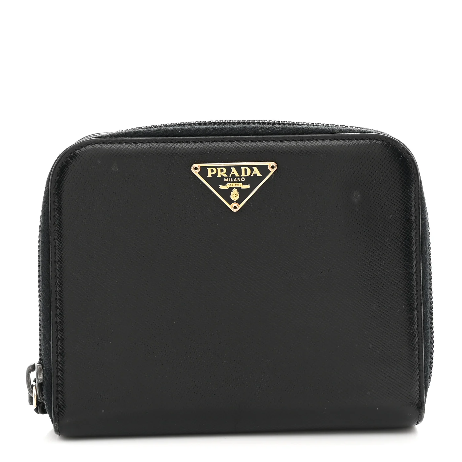 Saffiano Compact Zip Around Wallet Black