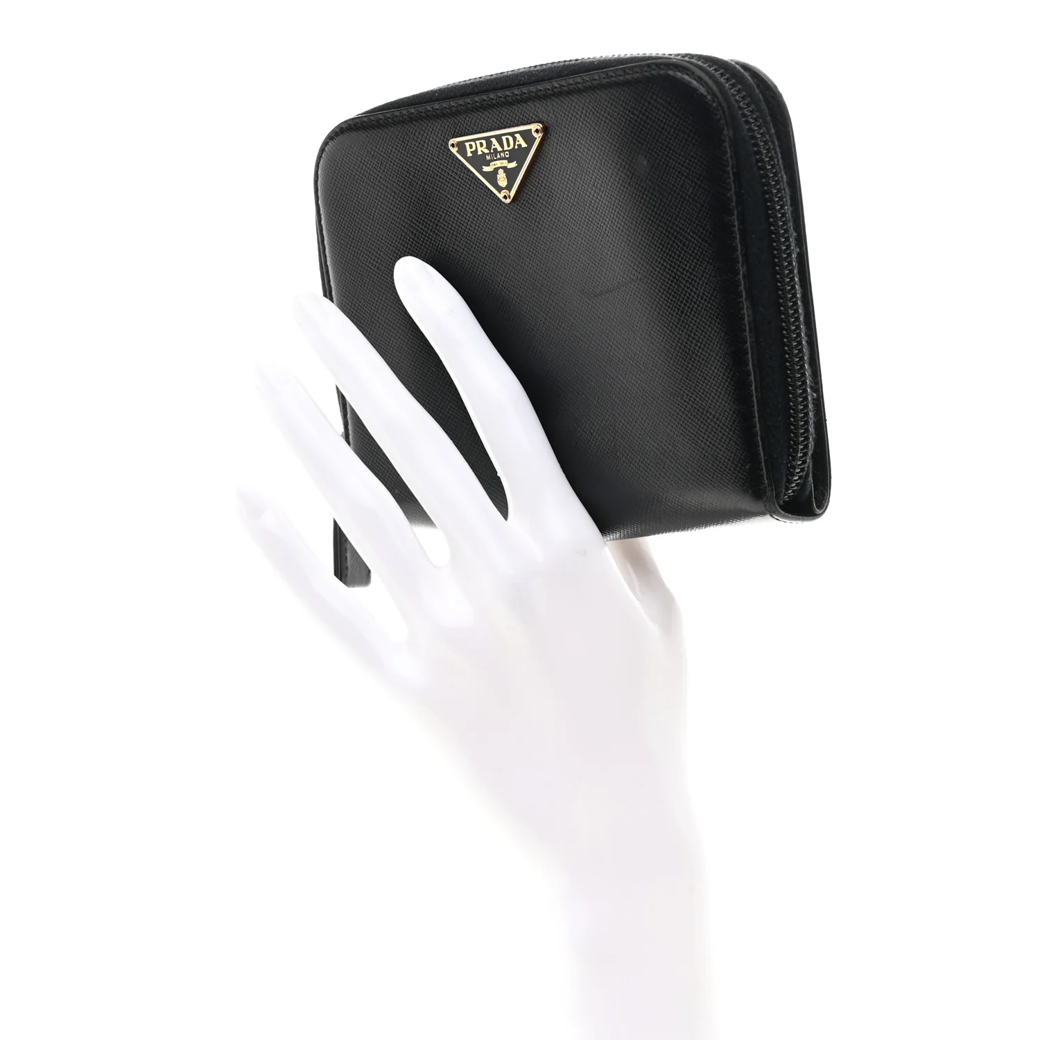 Saffiano Compact Zip Around Wallet Black - Image 2