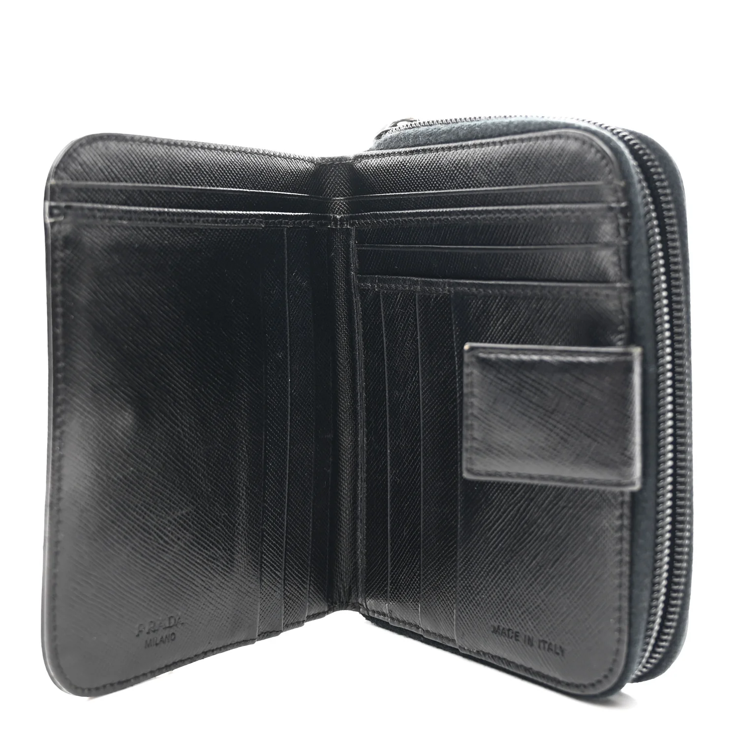 Saffiano Compact Zip Around Wallet Black - Image 7
