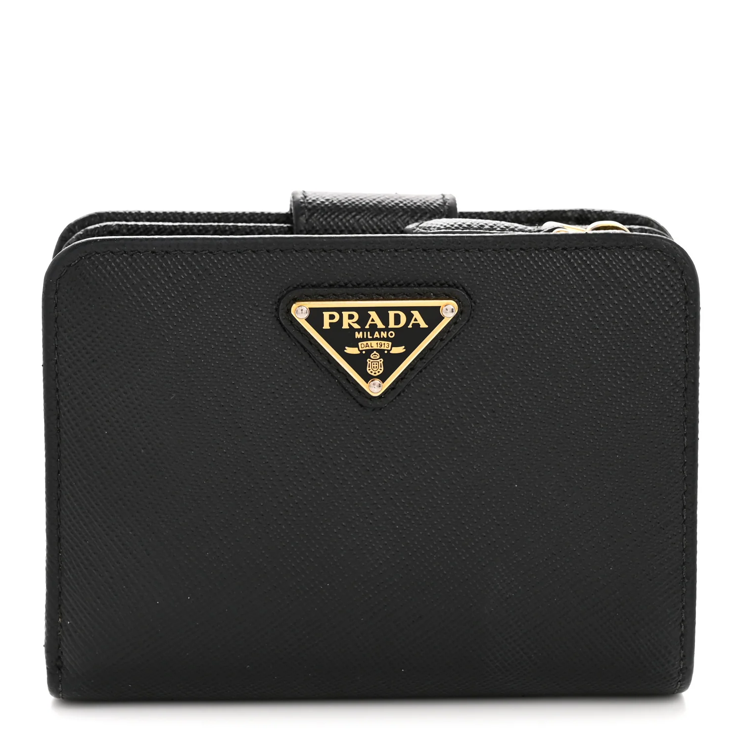 Saffiano Compact Zip Around Wallet Black