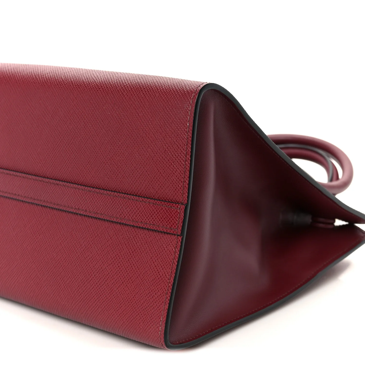 Saffiano Cuir Calfskin Medium Monochrome Top Handle Tote Cerise - Image 11