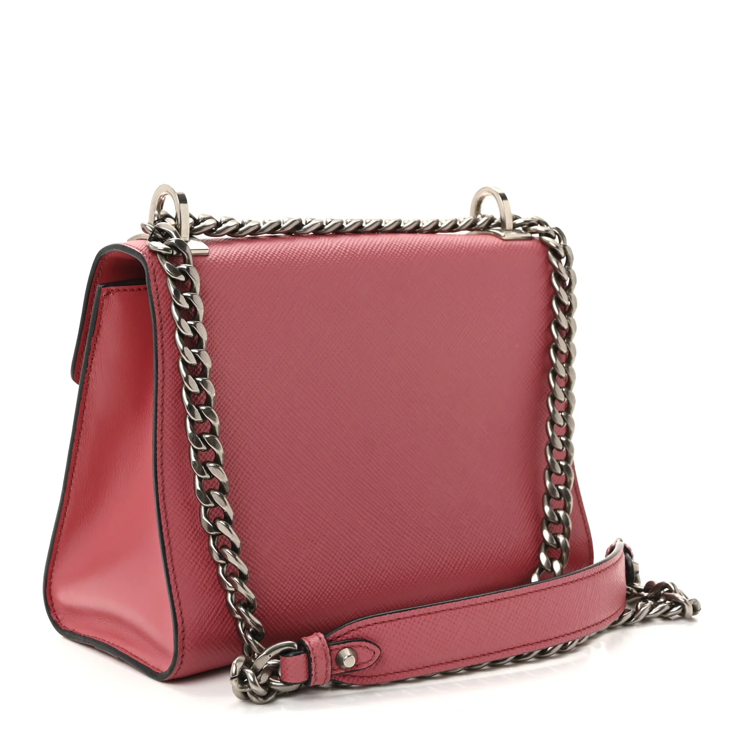 Saffiano Cuir Calfskin Monochrome Envelope Flap Chain Shoulder Bag Bruyere - Image 3