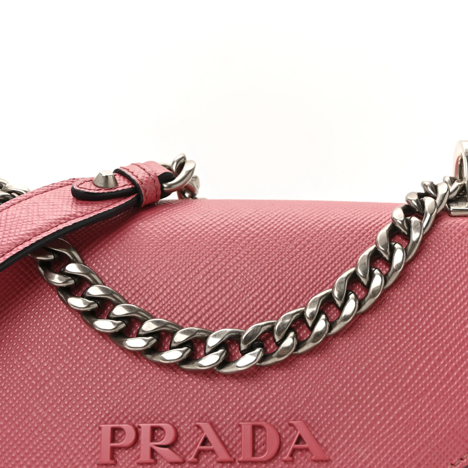 Saffiano Cuir Calfskin Monochrome Envelope Flap Chain Shoulder Bag Bruyere - Image 7