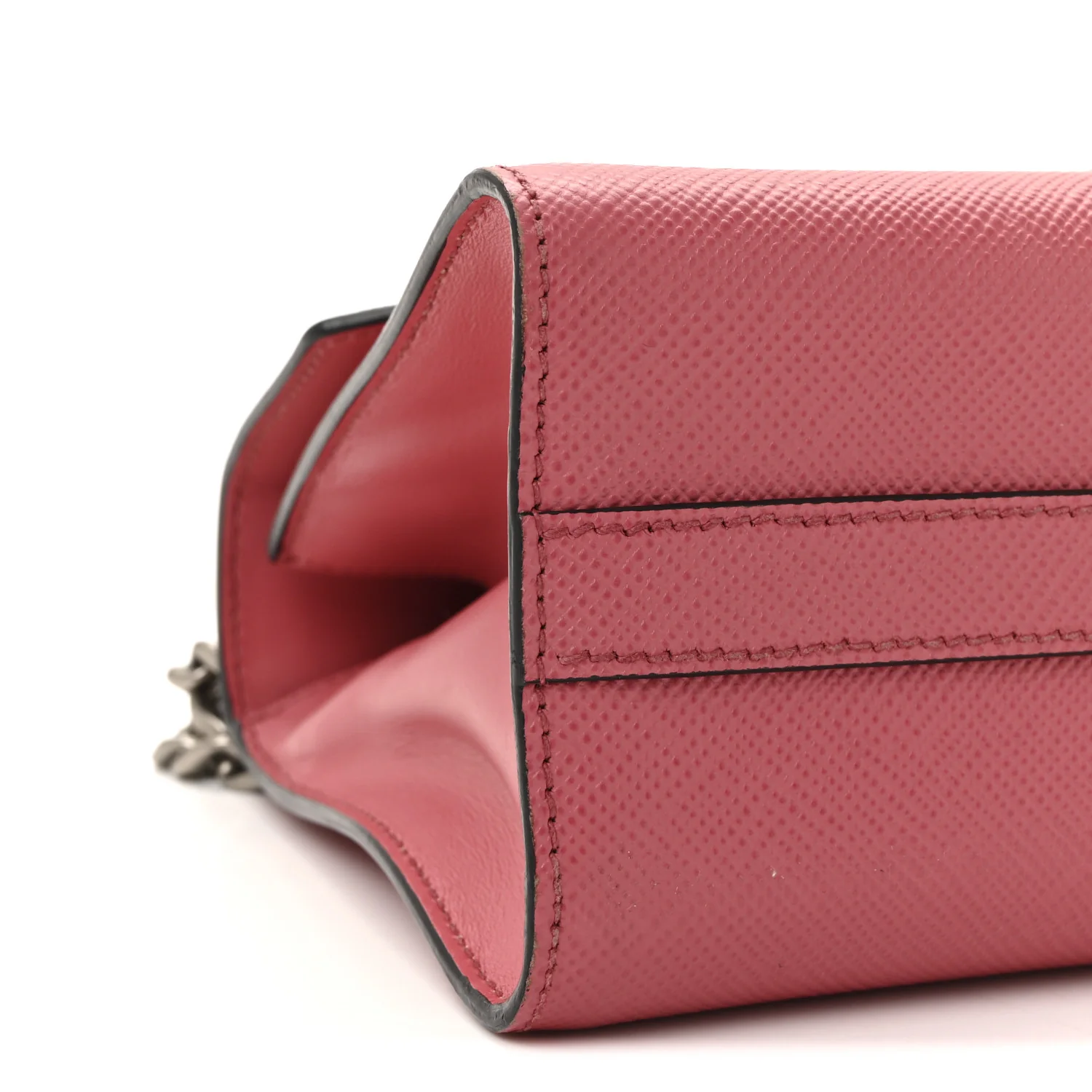 Saffiano Cuir Calfskin Monochrome Envelope Flap Chain Shoulder Bag Bruyere - Image 8