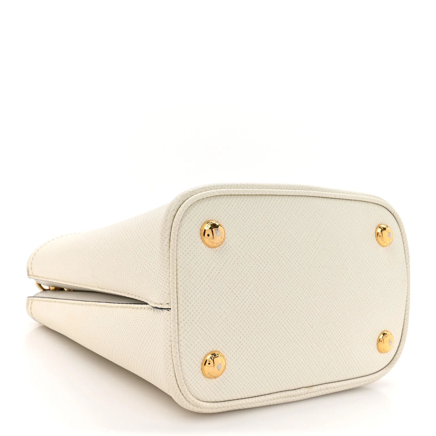 Saffiano Cuir Calfskin Small Panier Bucket Bag White Black - Image 4