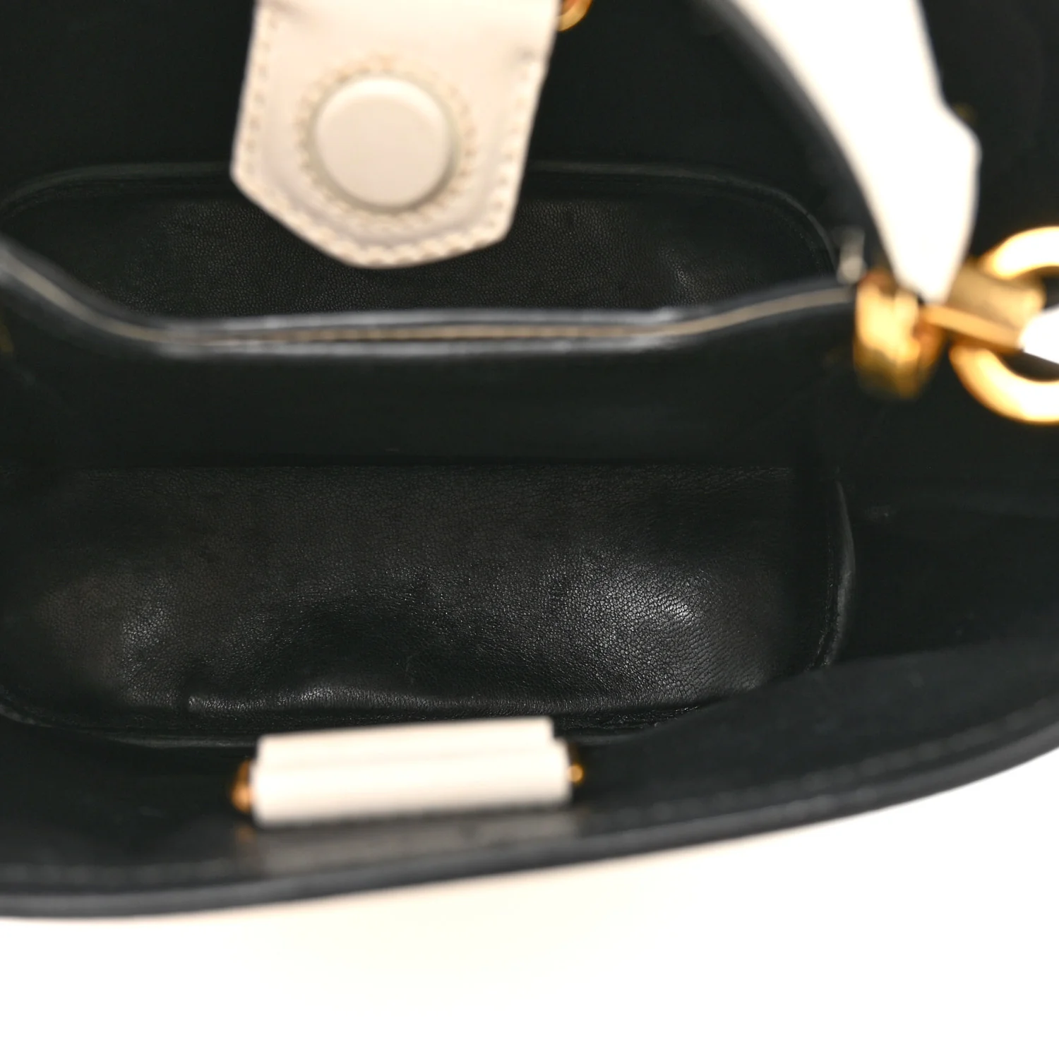 Saffiano Cuir Calfskin Small Panier Bucket Bag White Black - Image 5