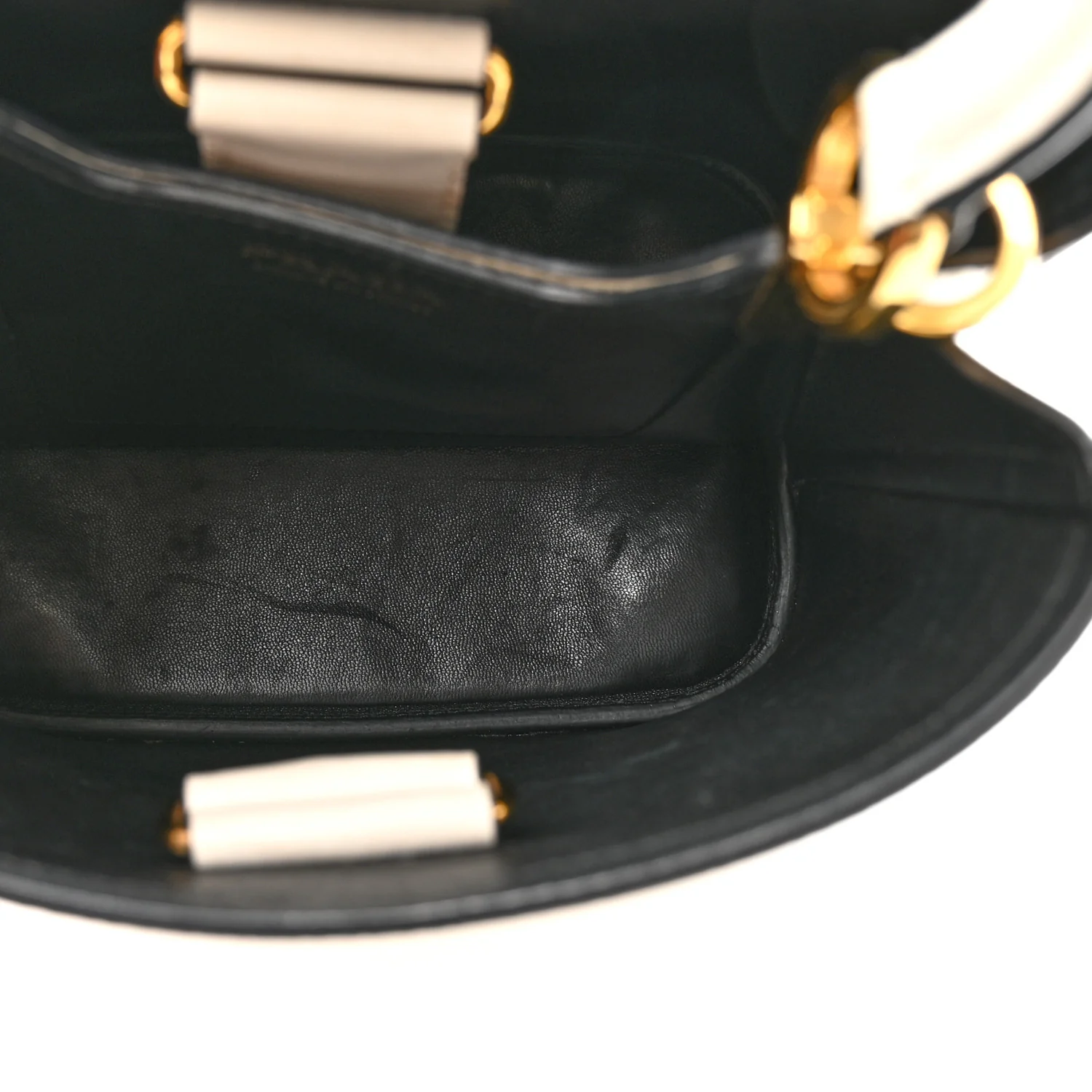 Saffiano Cuir Calfskin Small Panier Bucket Bag White Black - Image 6
