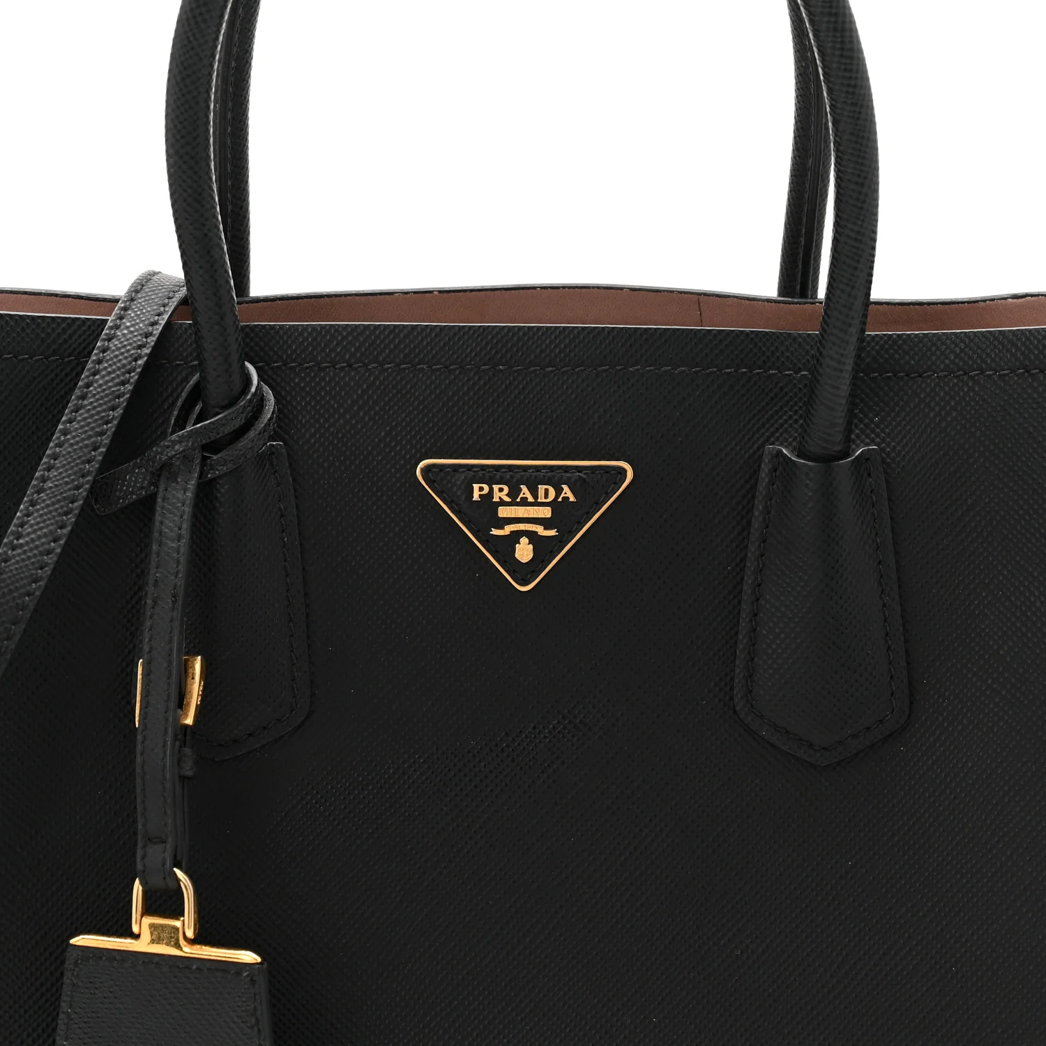 Saffiano Cuir Large Double Bag Black Mughetto - Image 7