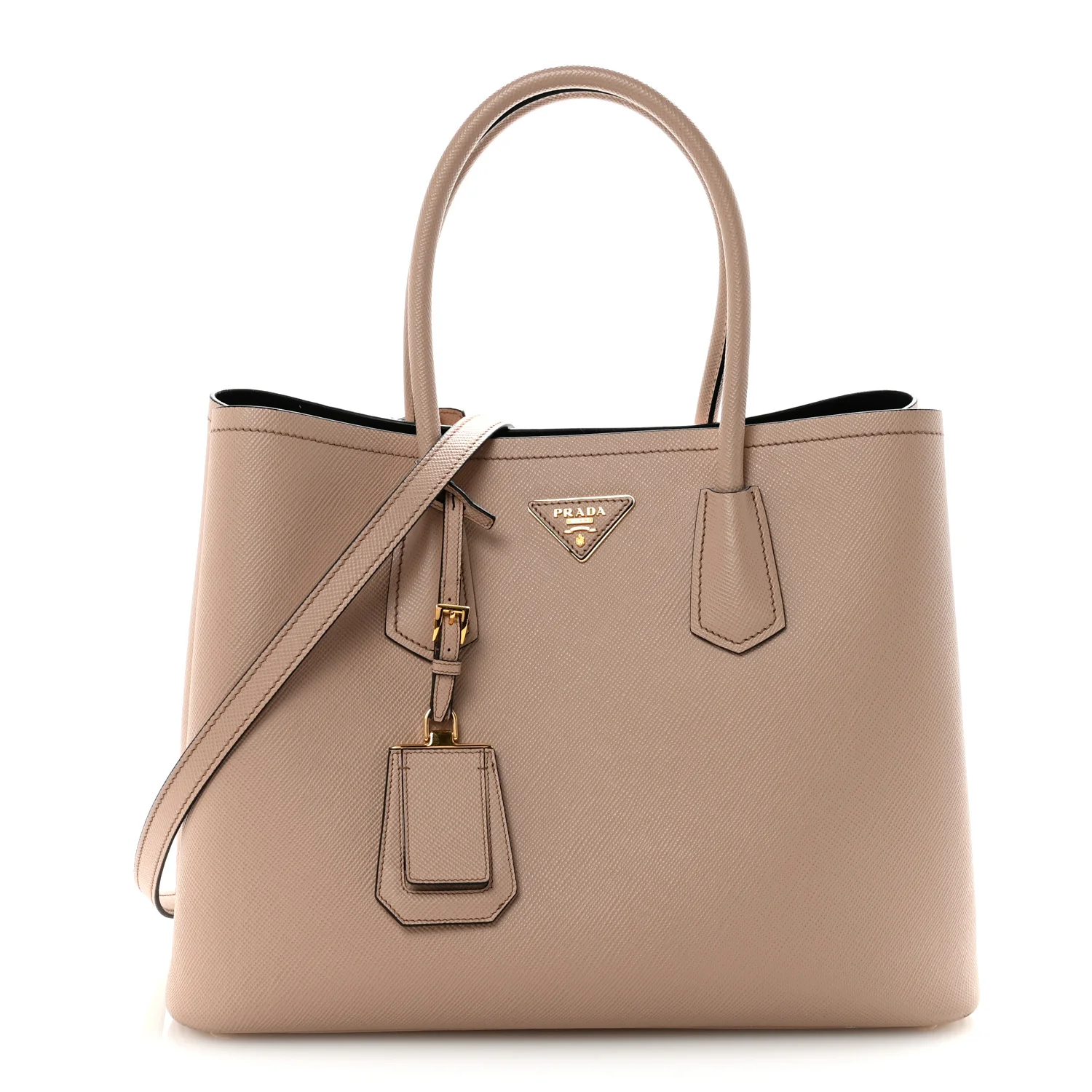 Saffiano Cuir Large Double Bag Cammeo Black