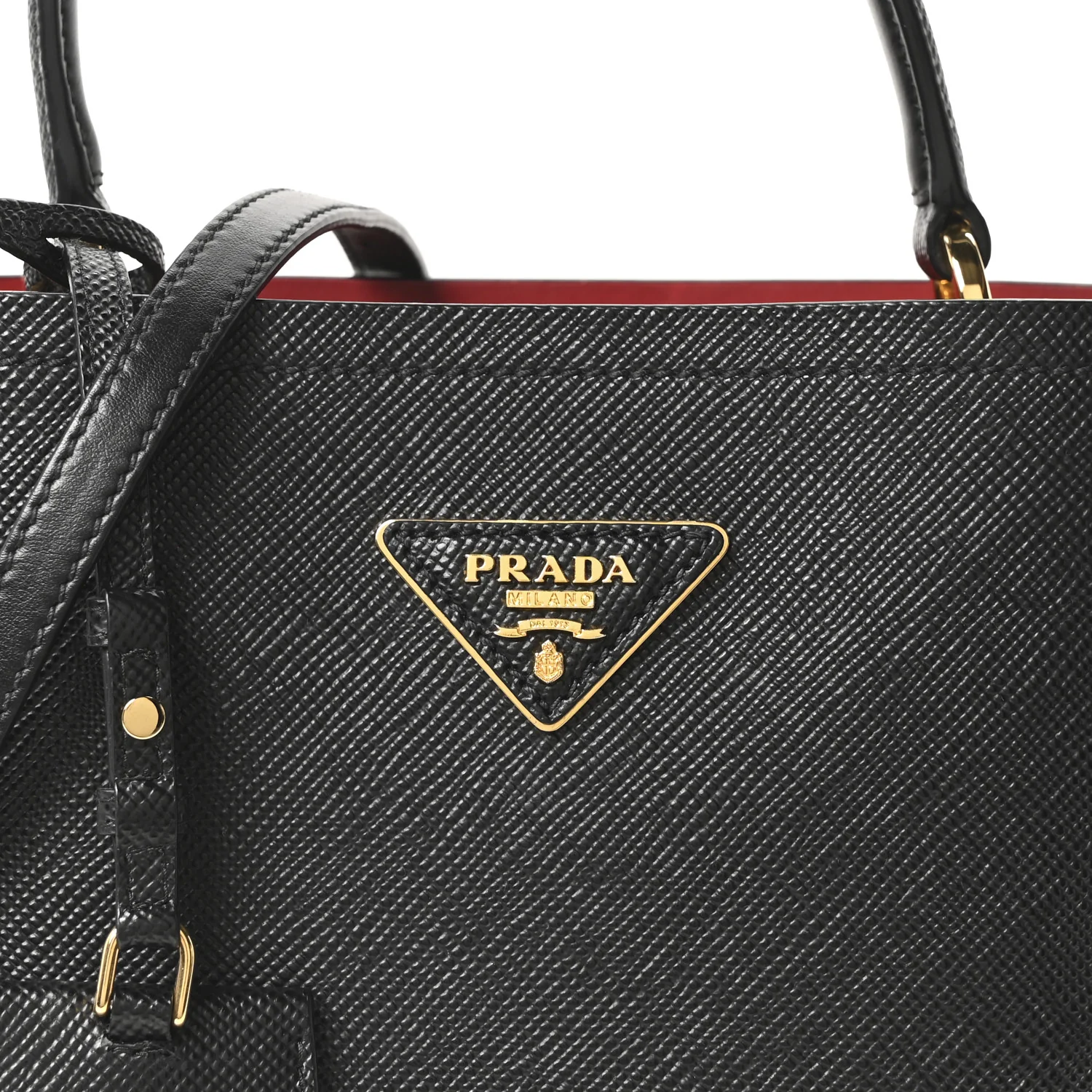 Saffiano Cuir Medium Panier Bucket Bag Black Fuoco - Image 7