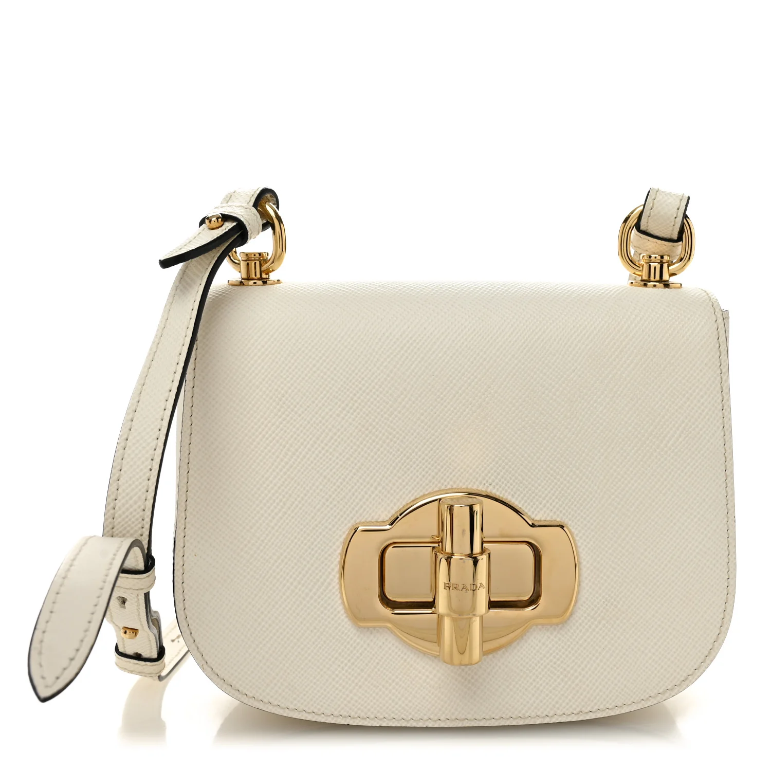 Saffiano Cuir Pattina Shoulder Bag White