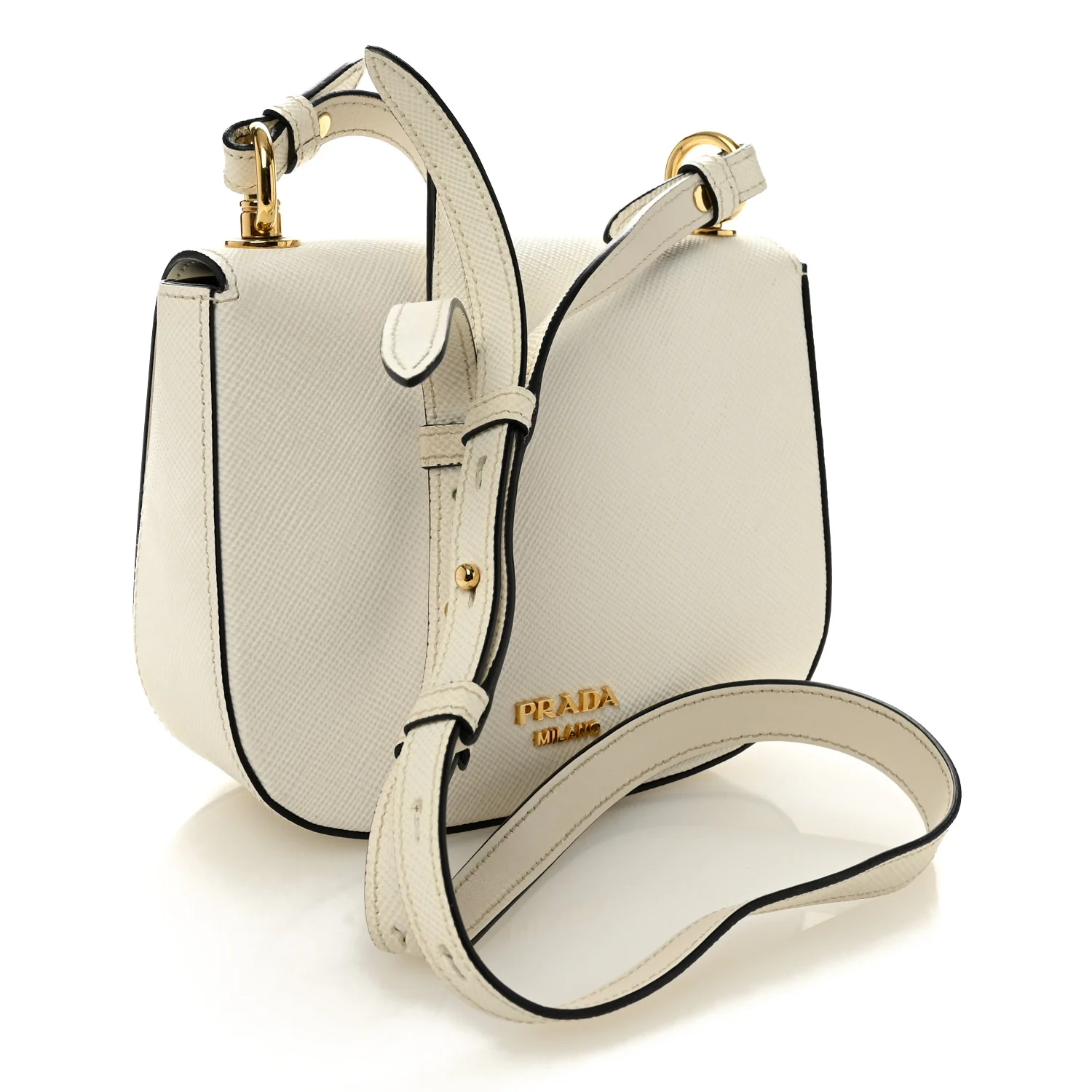 Saffiano Cuir Pattina Shoulder Bag White - Image 3