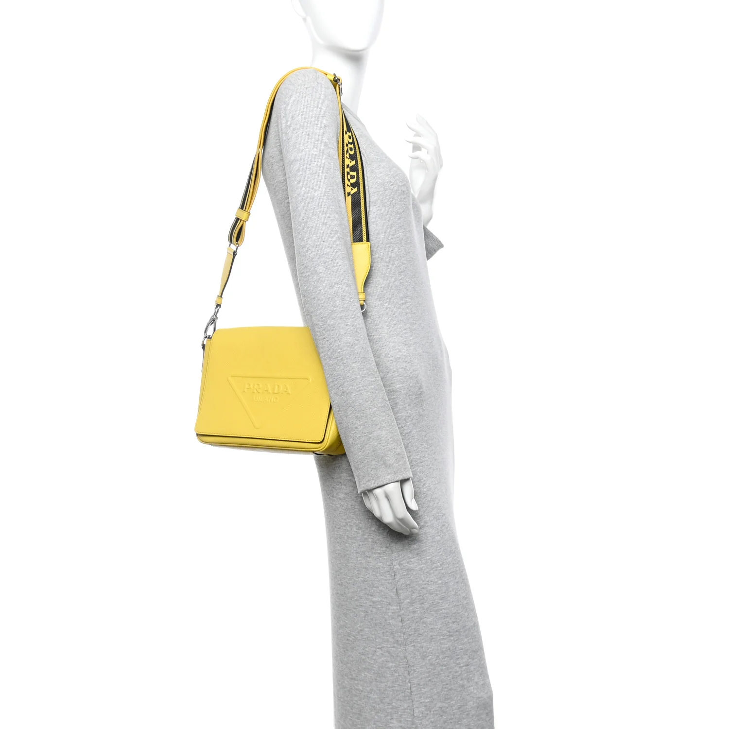 Saffiano Cuir Triangle Logo Embossed Flap Crossbody Sole - Image 2