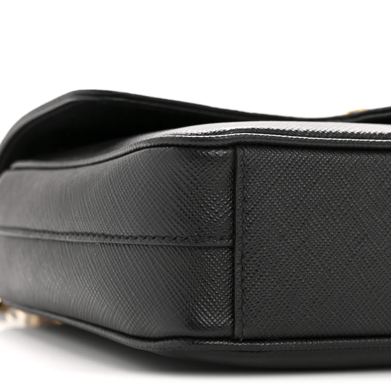 Saffiano Flap Shoulder Bag Black - Image 10