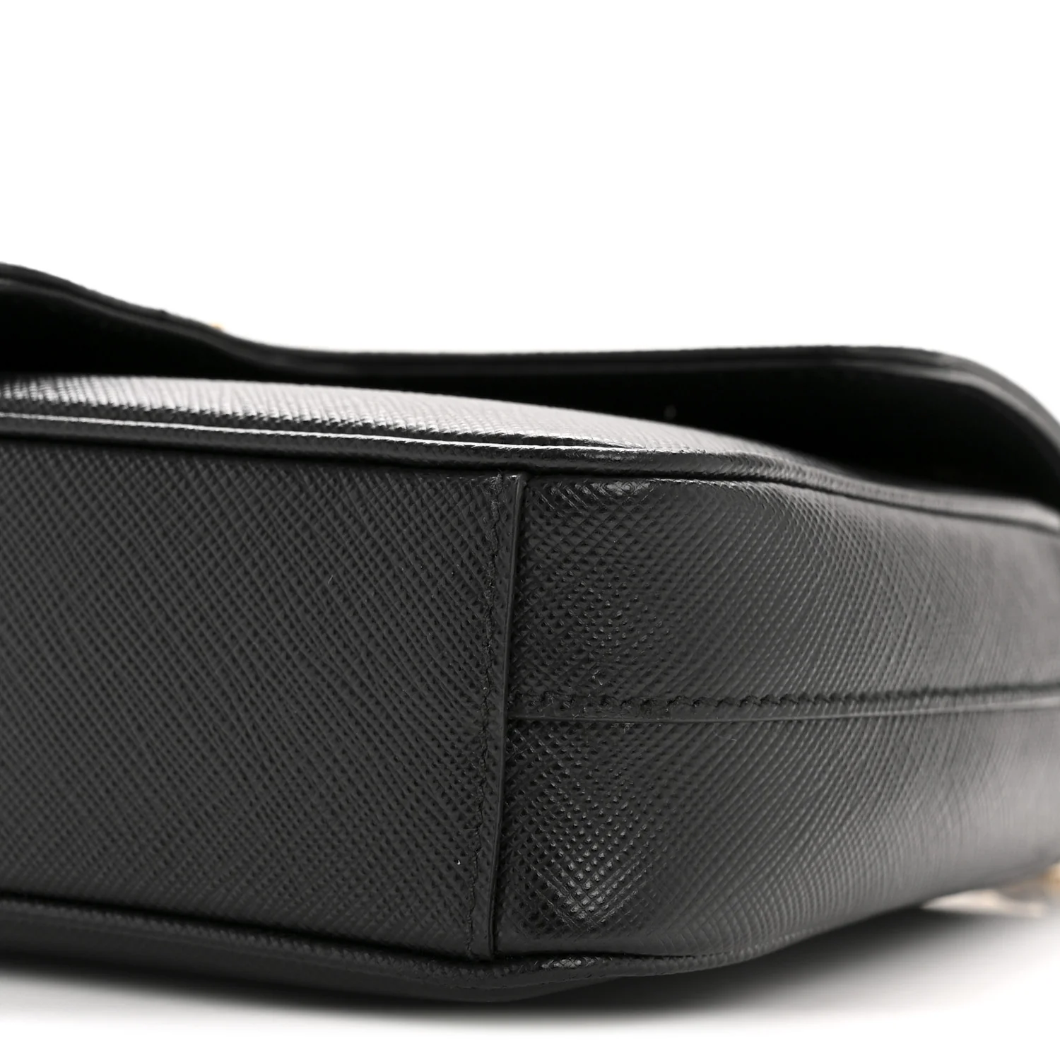 Saffiano Flap Shoulder Bag Black - Image 11