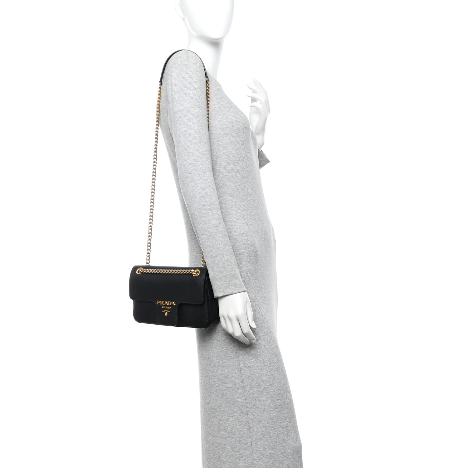 Saffiano Flap Shoulder Bag Black - Image 2