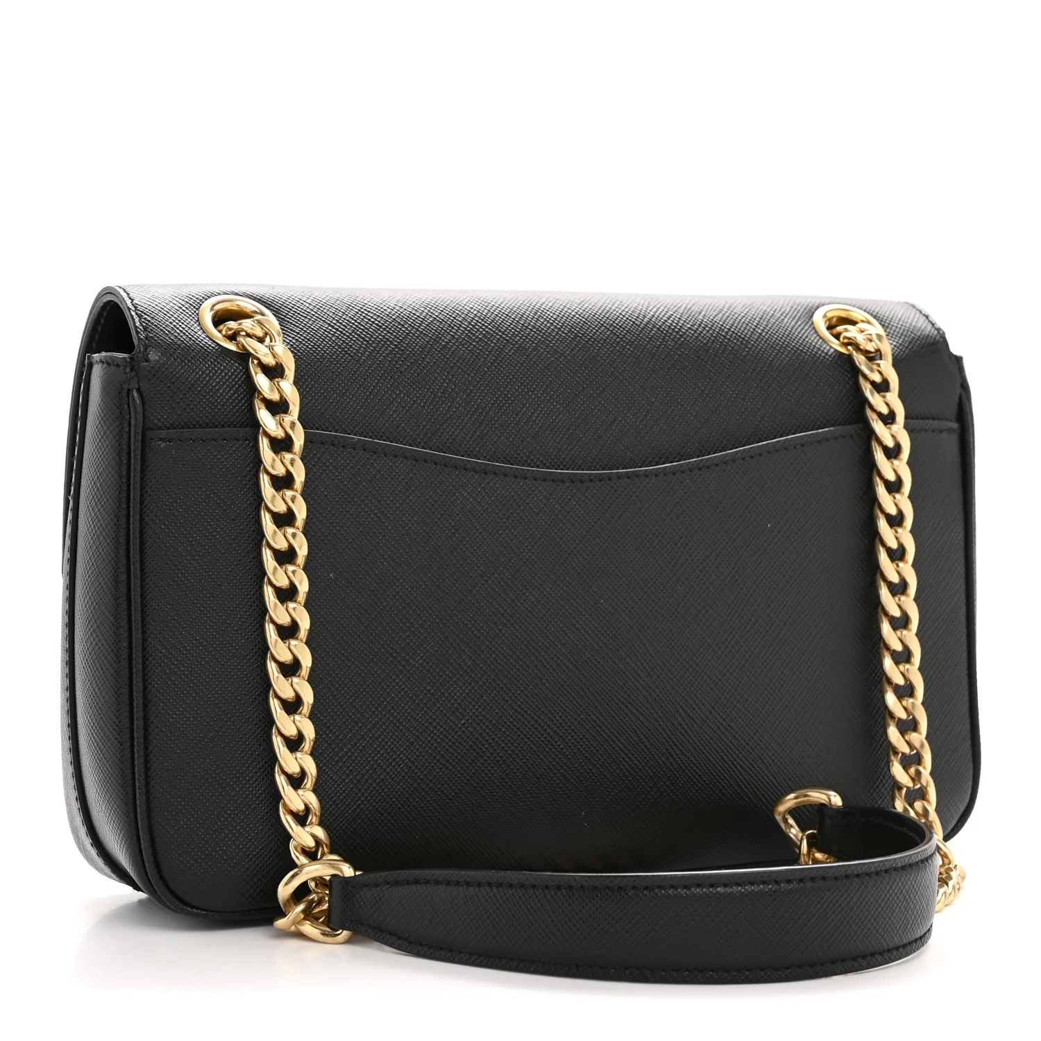 Saffiano Flap Shoulder Bag Black - Image 3