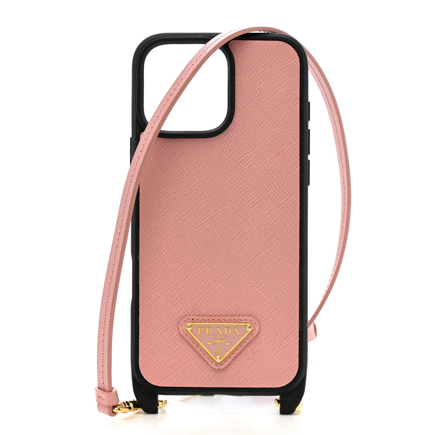 Saffiano iPhone 16 Pro Max Case With Strap Peach