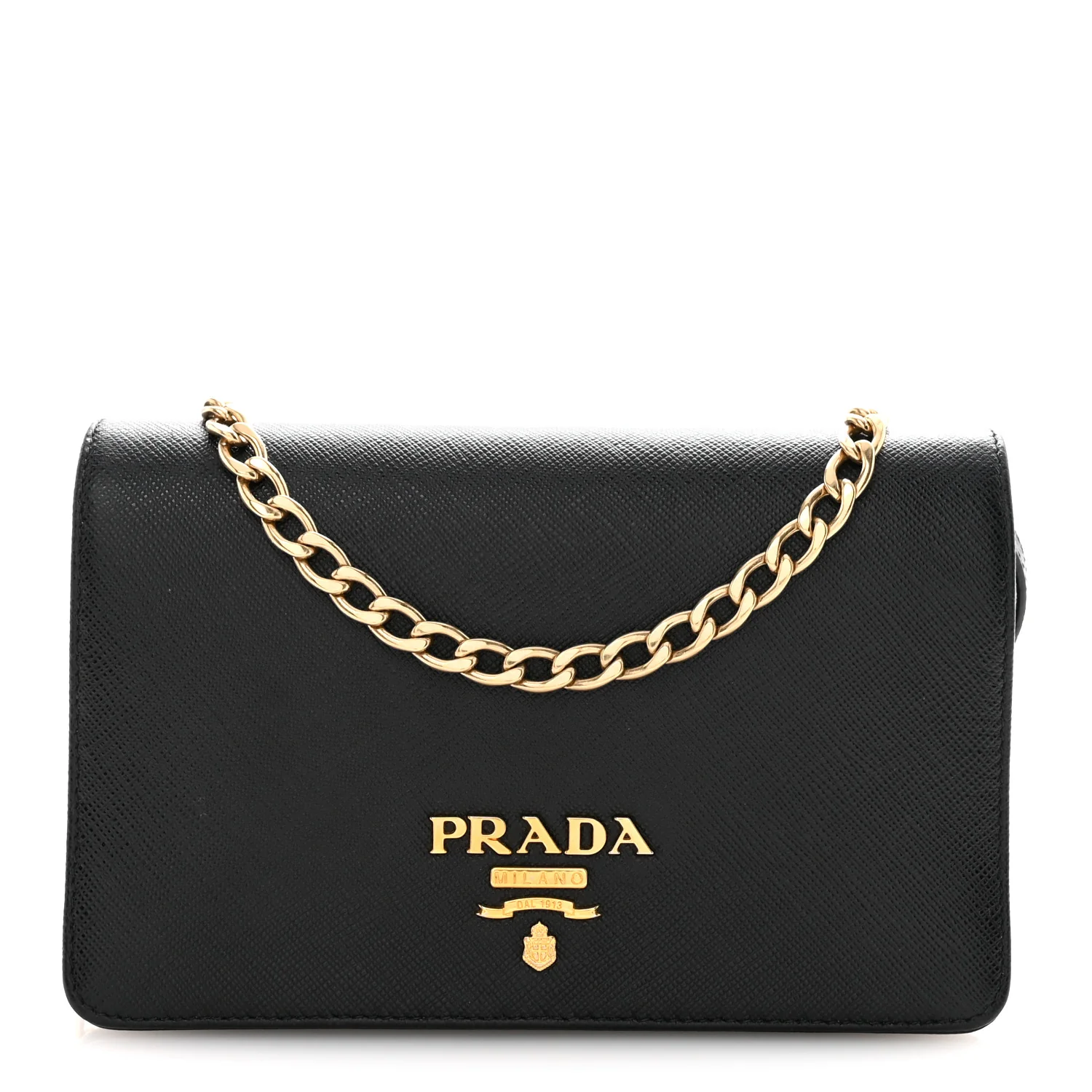 Saffiano Lux Chain Wallet Black