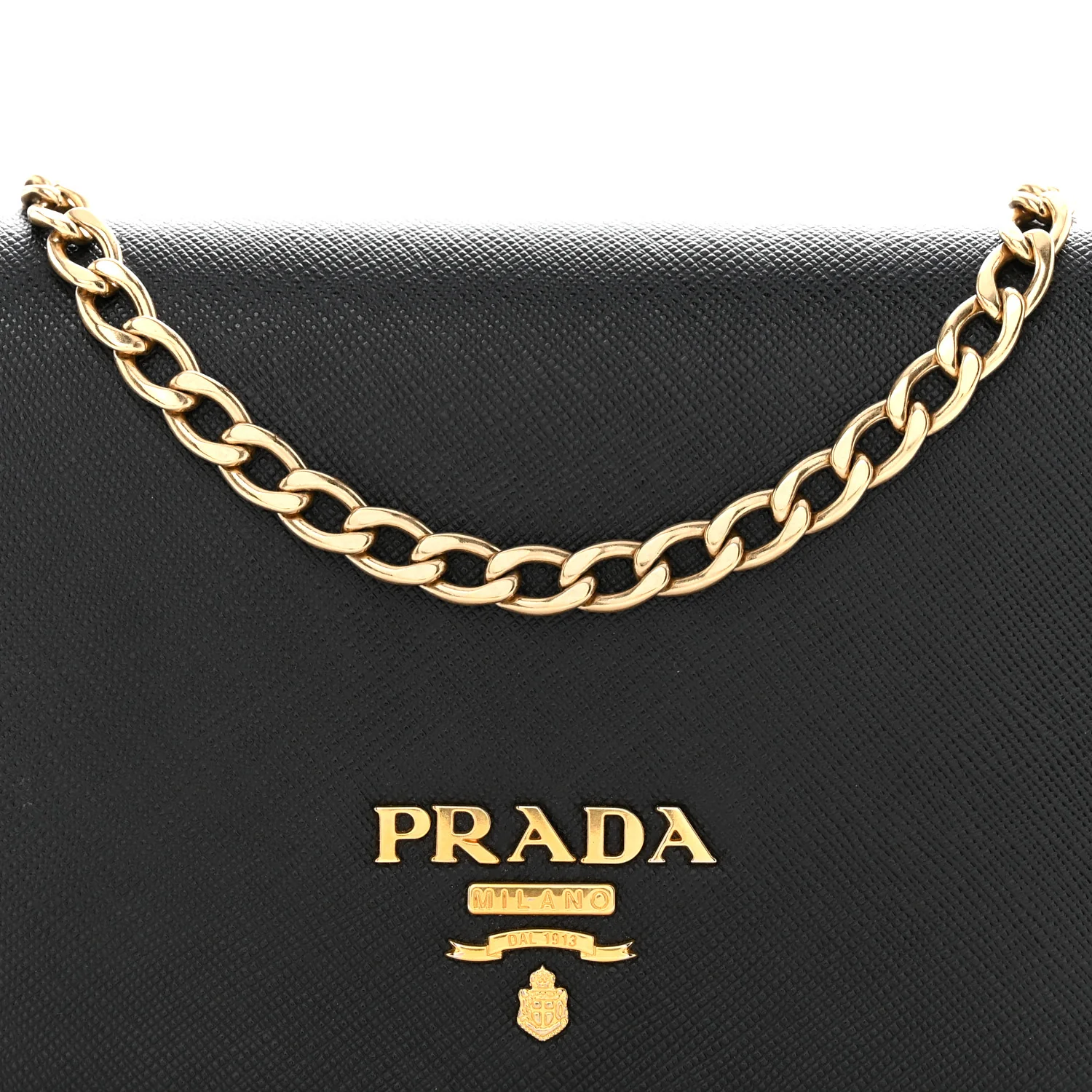 Saffiano Lux Chain Wallet Black - Image 7