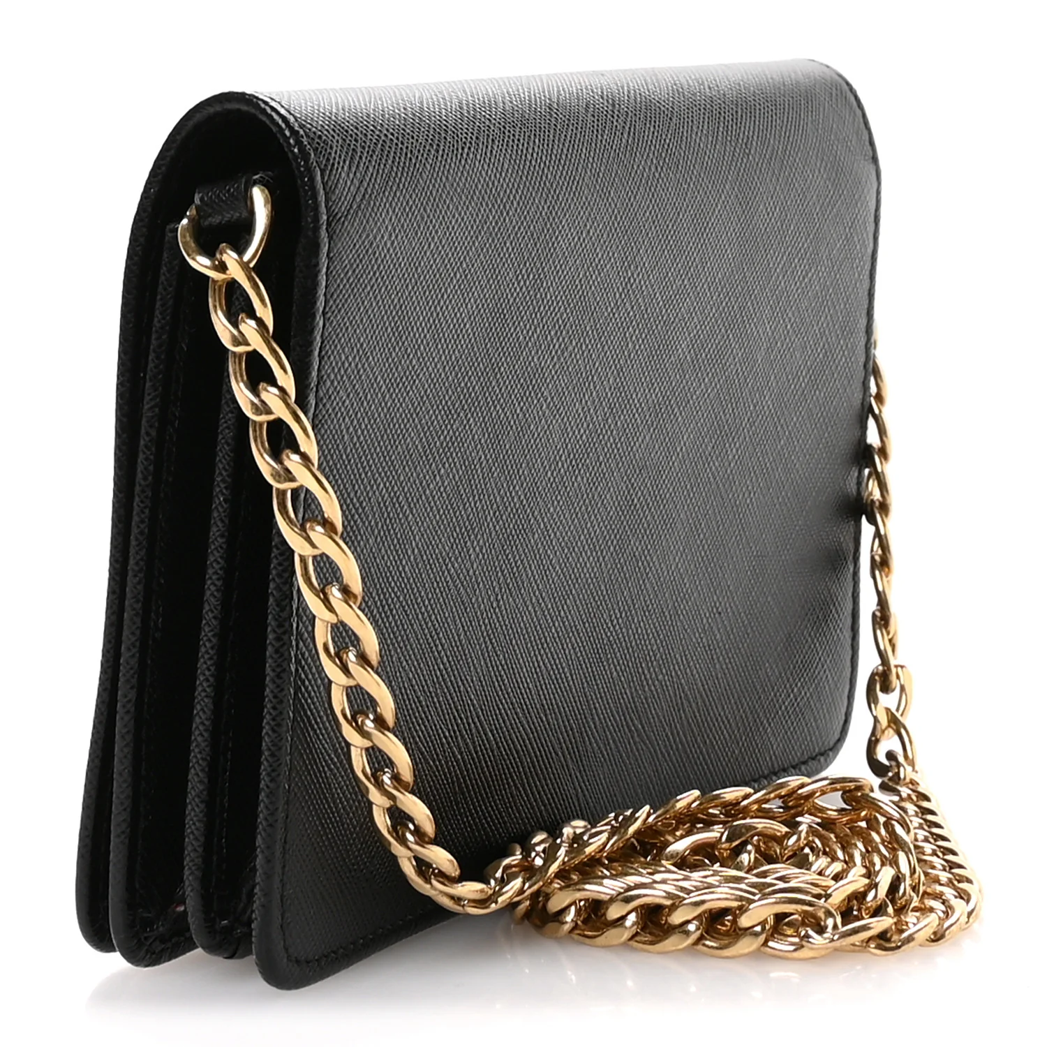 Saffiano Lux Chain Wallet Nero Black - Image 4