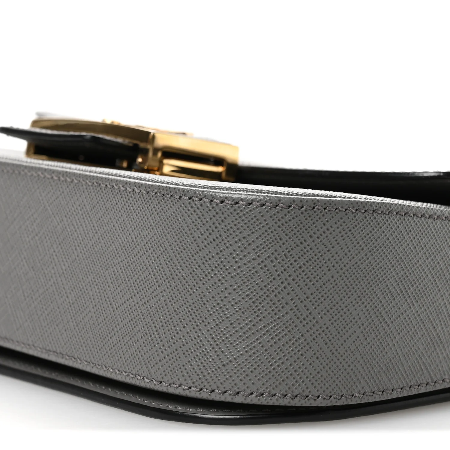 Saffiano Lux Embleme Flap Shoulder Bag Grey - Image 10