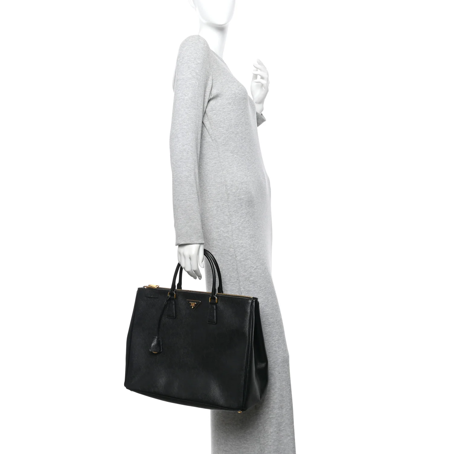 Saffiano Lux Extra Large Galleria Double Zip Tote Black - Image 2