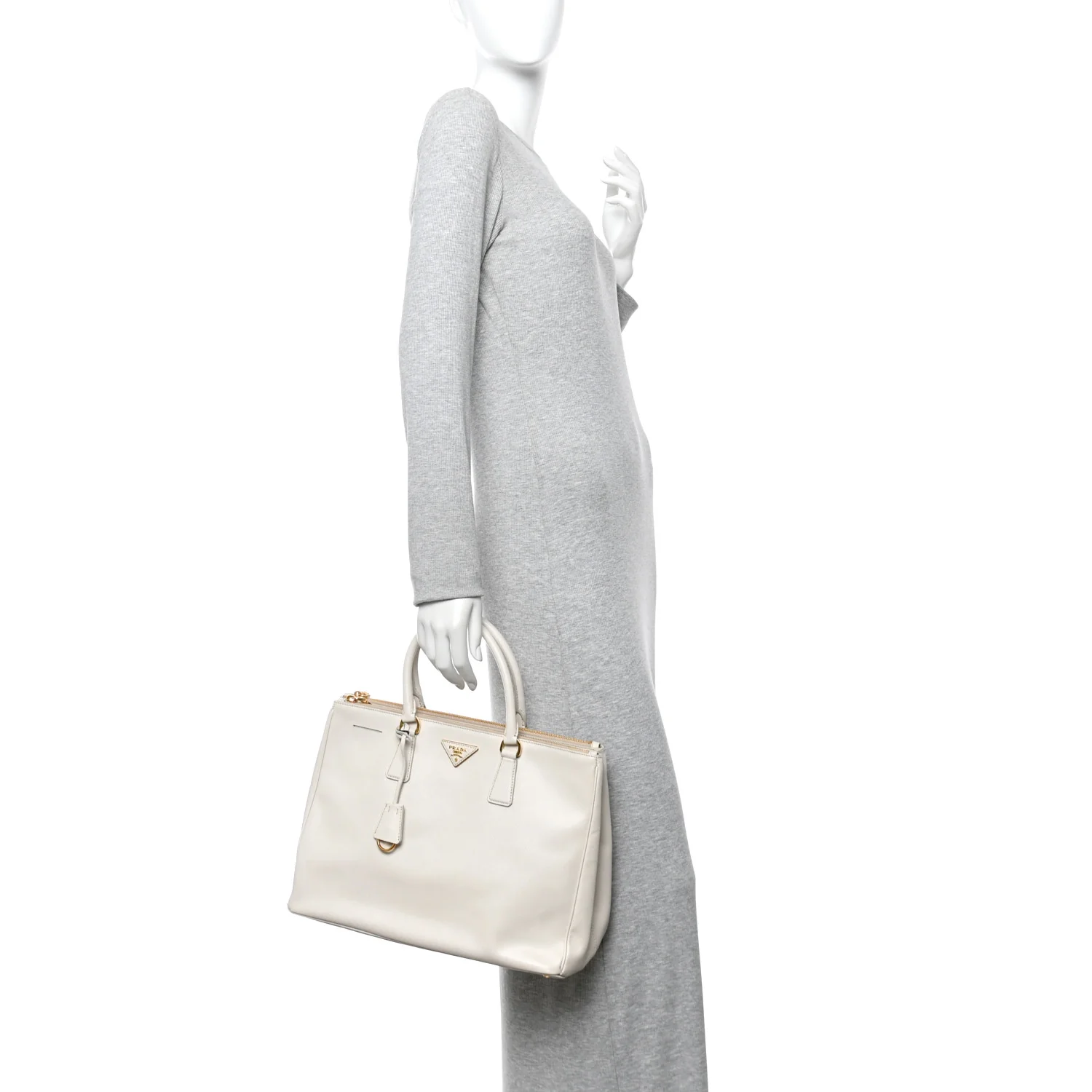 Saffiano Lux Large Galleria Double Zip Talco - Image 2