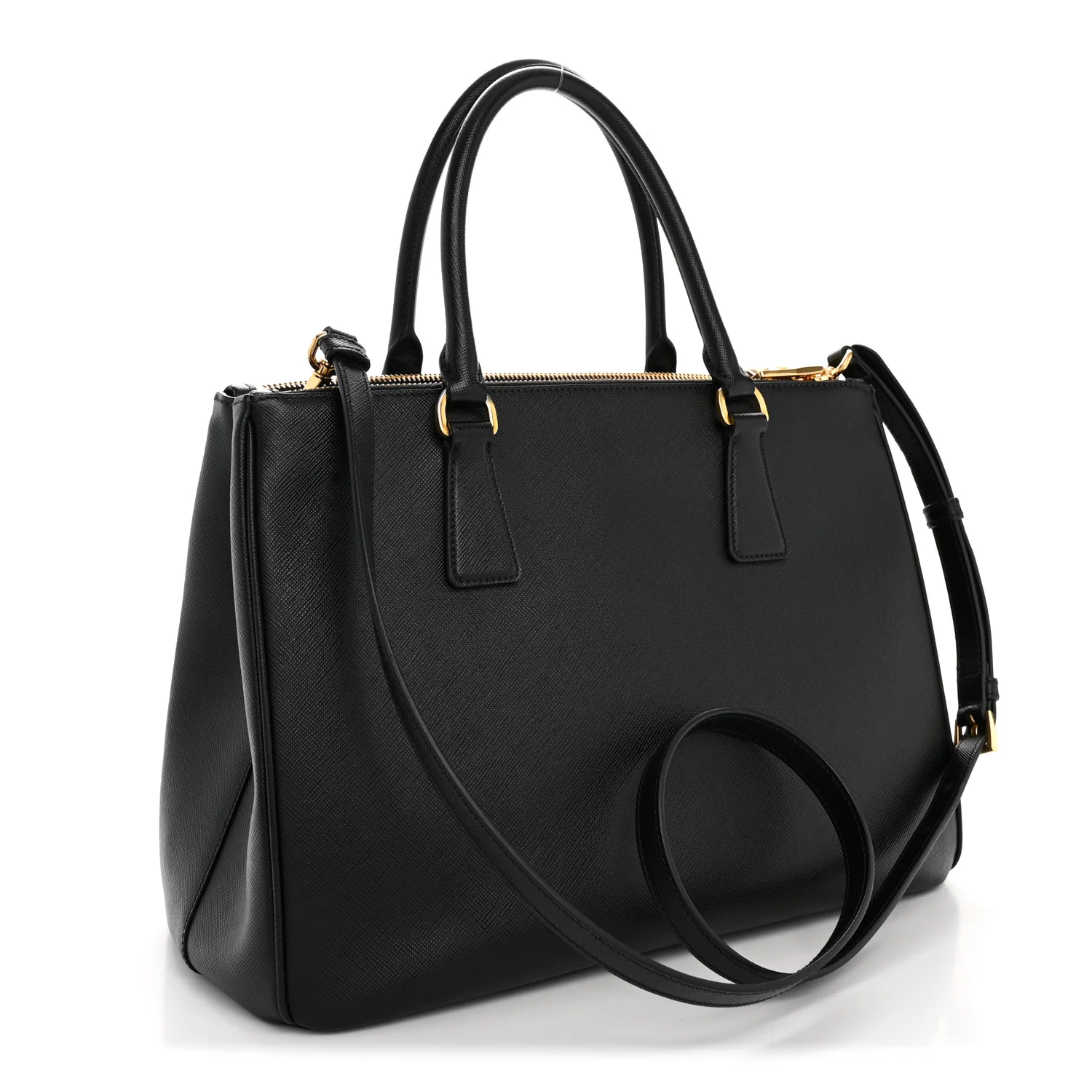 Saffiano Lux Large Galleria Double Zip Tote Black - Image 3