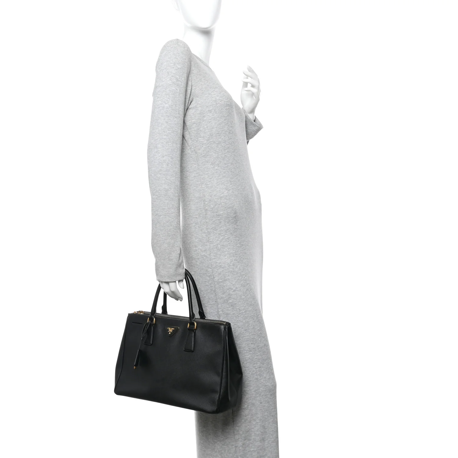 Saffiano Lux Medium Double Zip Black - Image 2