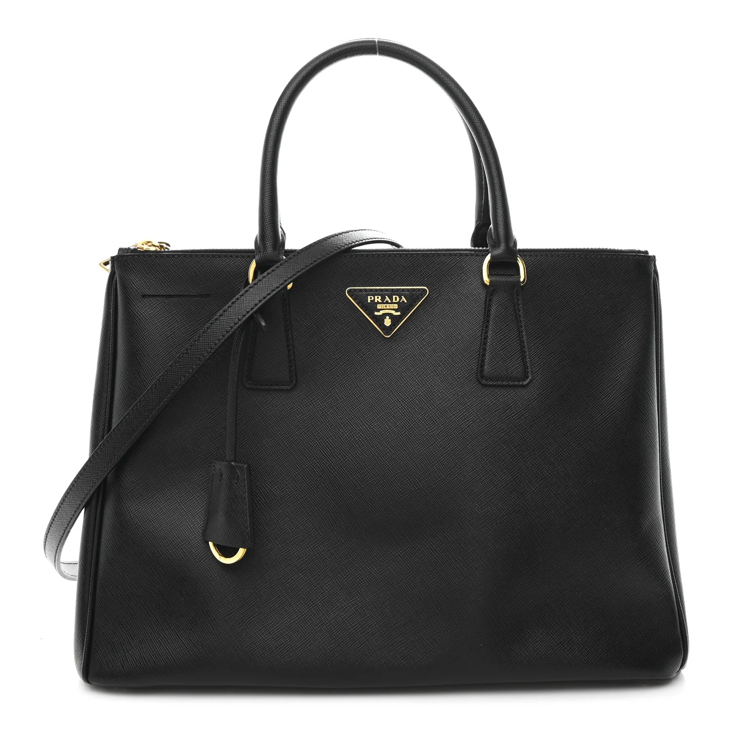 Saffiano Lux Medium Galleria Double Zip Black Black
