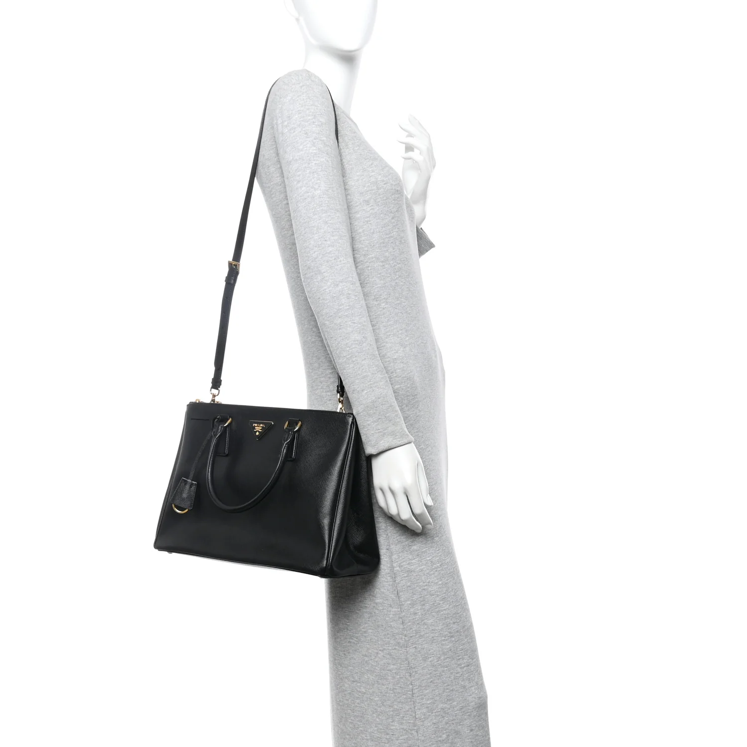 Saffiano Lux Medium Galleria Double Zip Black Black - Image 2