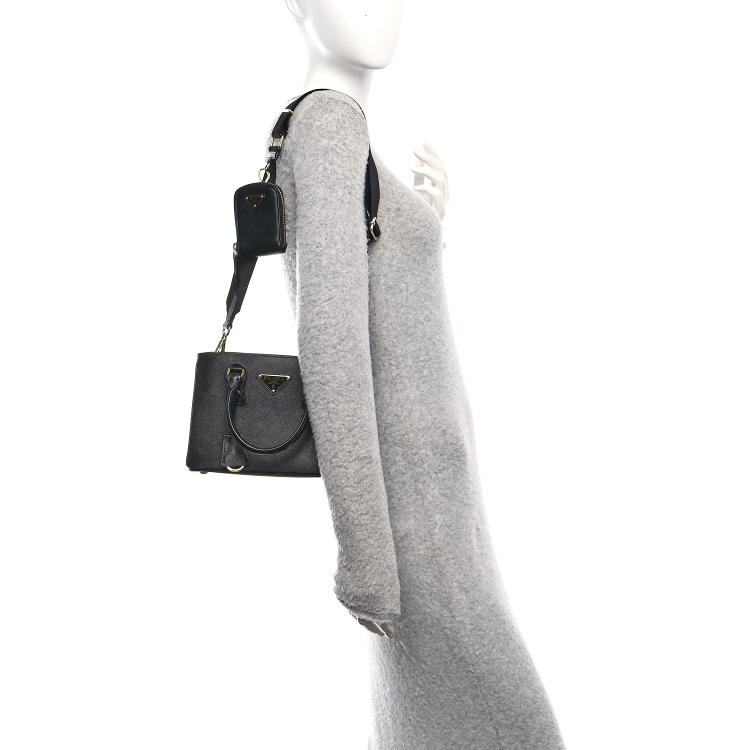 Saffiano Lux Micro Galleria Shoulder Bag Black - Image 2