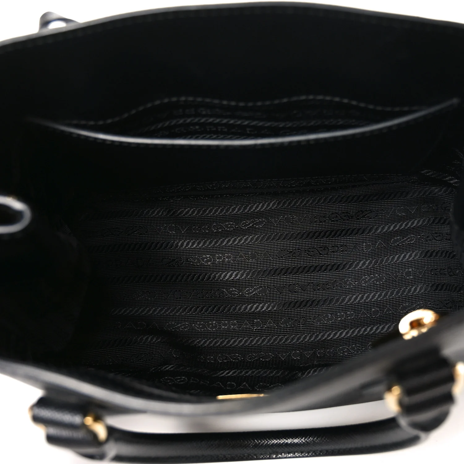 Saffiano Lux Micro Galleria Shoulder Bag Black - Image 5