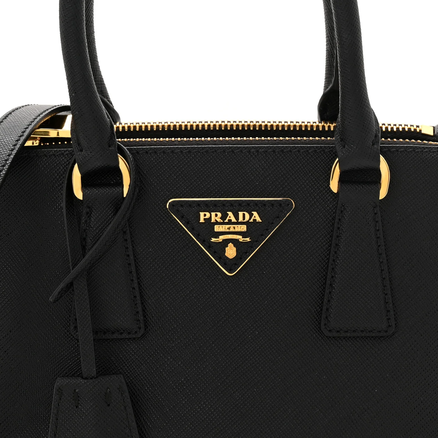 Saffiano Lux Mini Galleria Double Zip Tote Black - Image 8