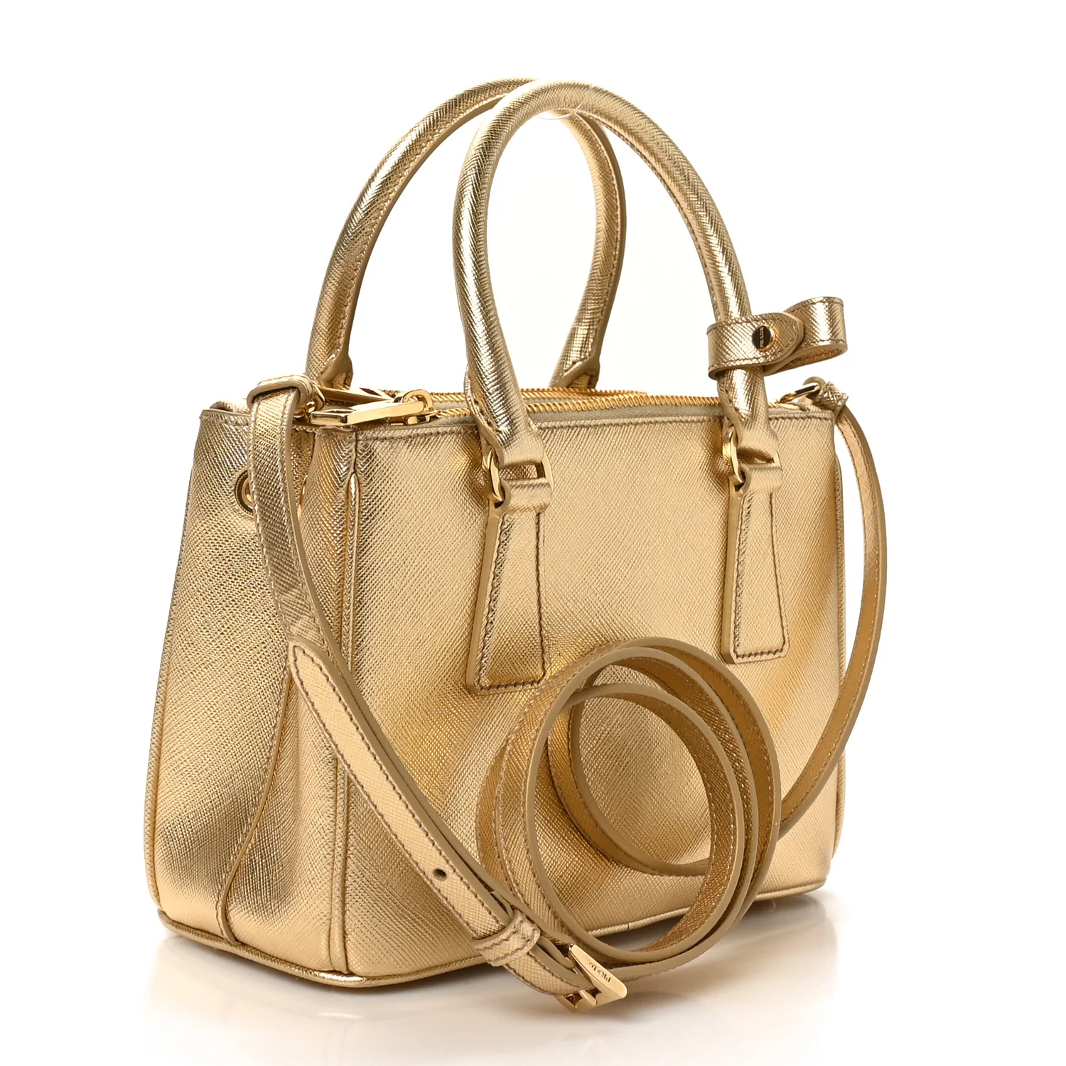Saffiano Lux Mini Galleria Double Zip Tote Platino - Image 3