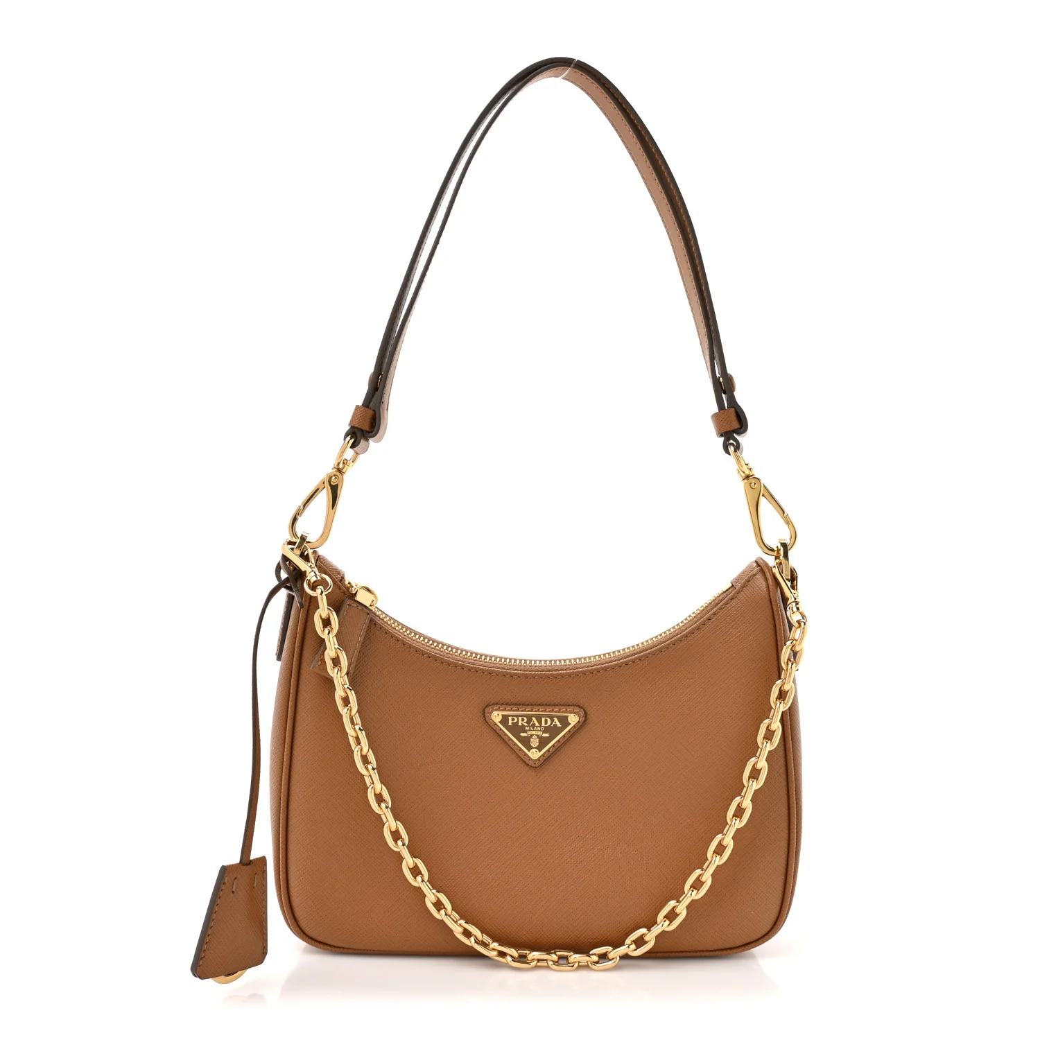 Saffiano Lux Mini Re-Edition Shoulder Bag Caramel