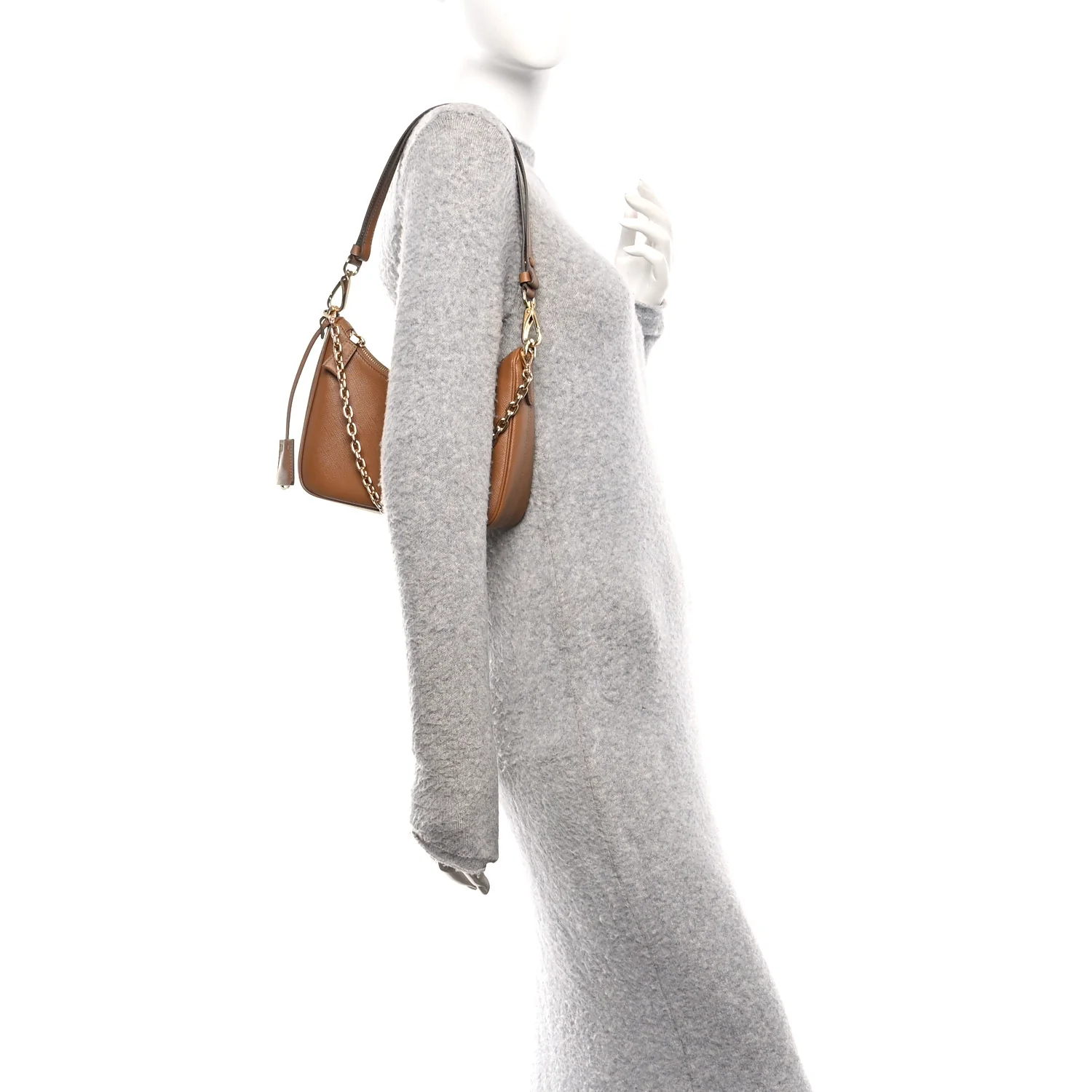 Saffiano Lux Mini Re-Edition Shoulder Bag Caramel - Image 2