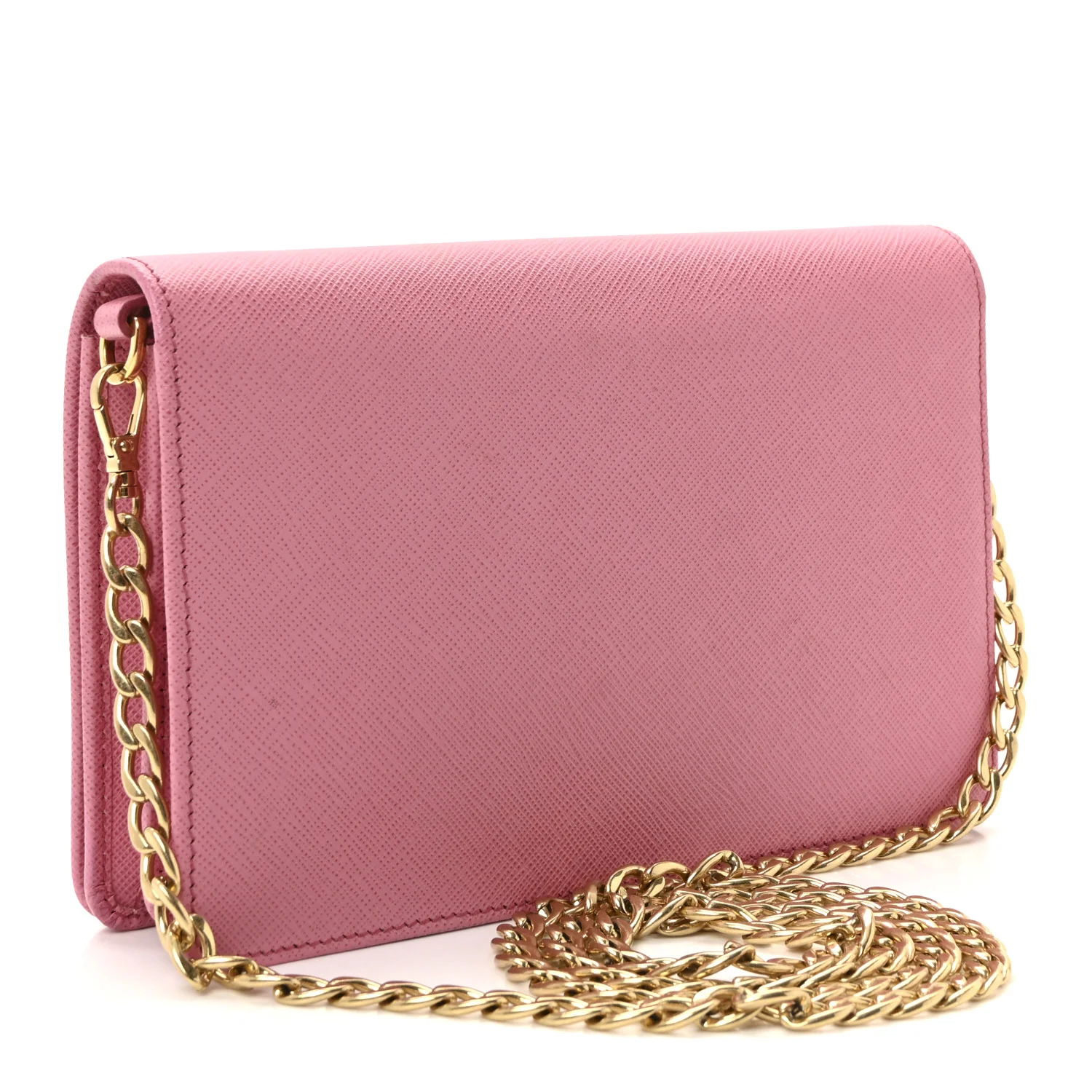 Saffiano Lux Monochrome Chain Wallet Begonia - Image 3