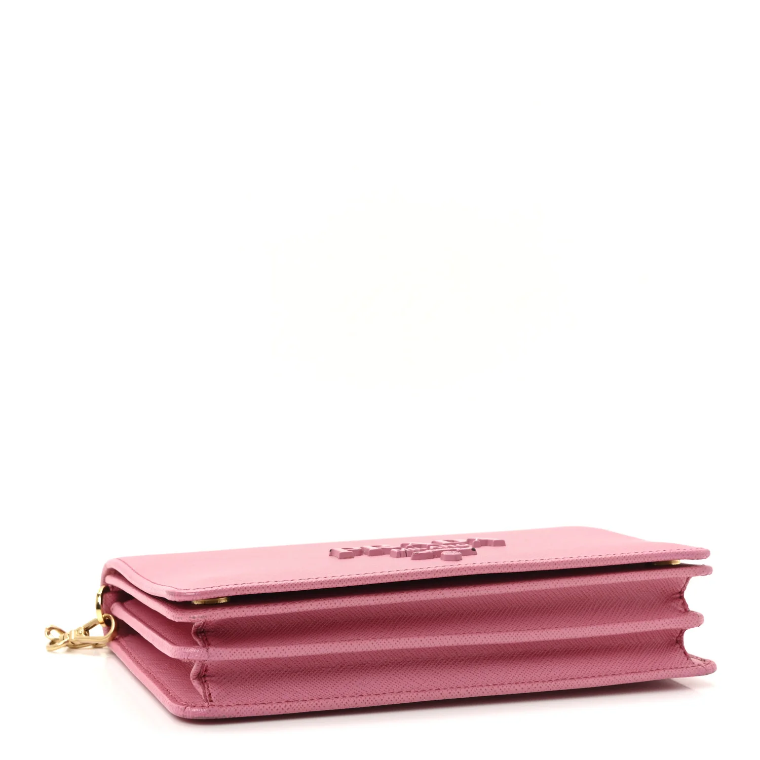 Saffiano Lux Monochrome Chain Wallet Begonia - Image 4