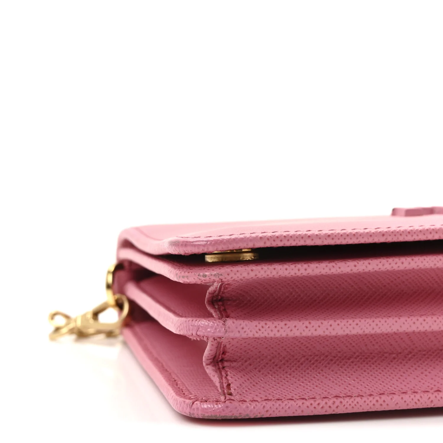 Saffiano Lux Monochrome Chain Wallet Begonia - Image 8